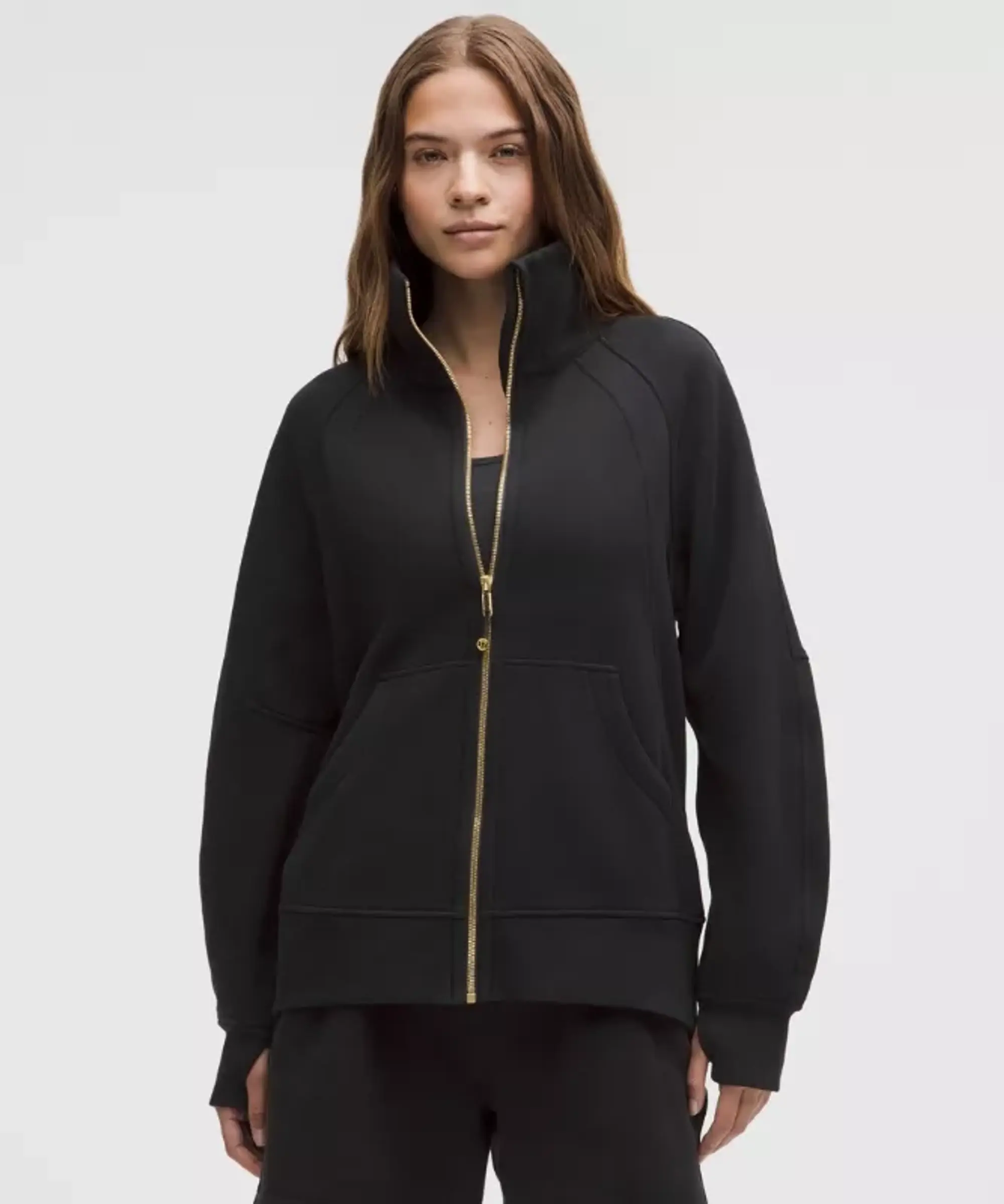 lululemon IE lululemon – Women's Scuba Oversized Funnel-Neck Full Zip Hoodie – Color Black/Gold – Size XS/S