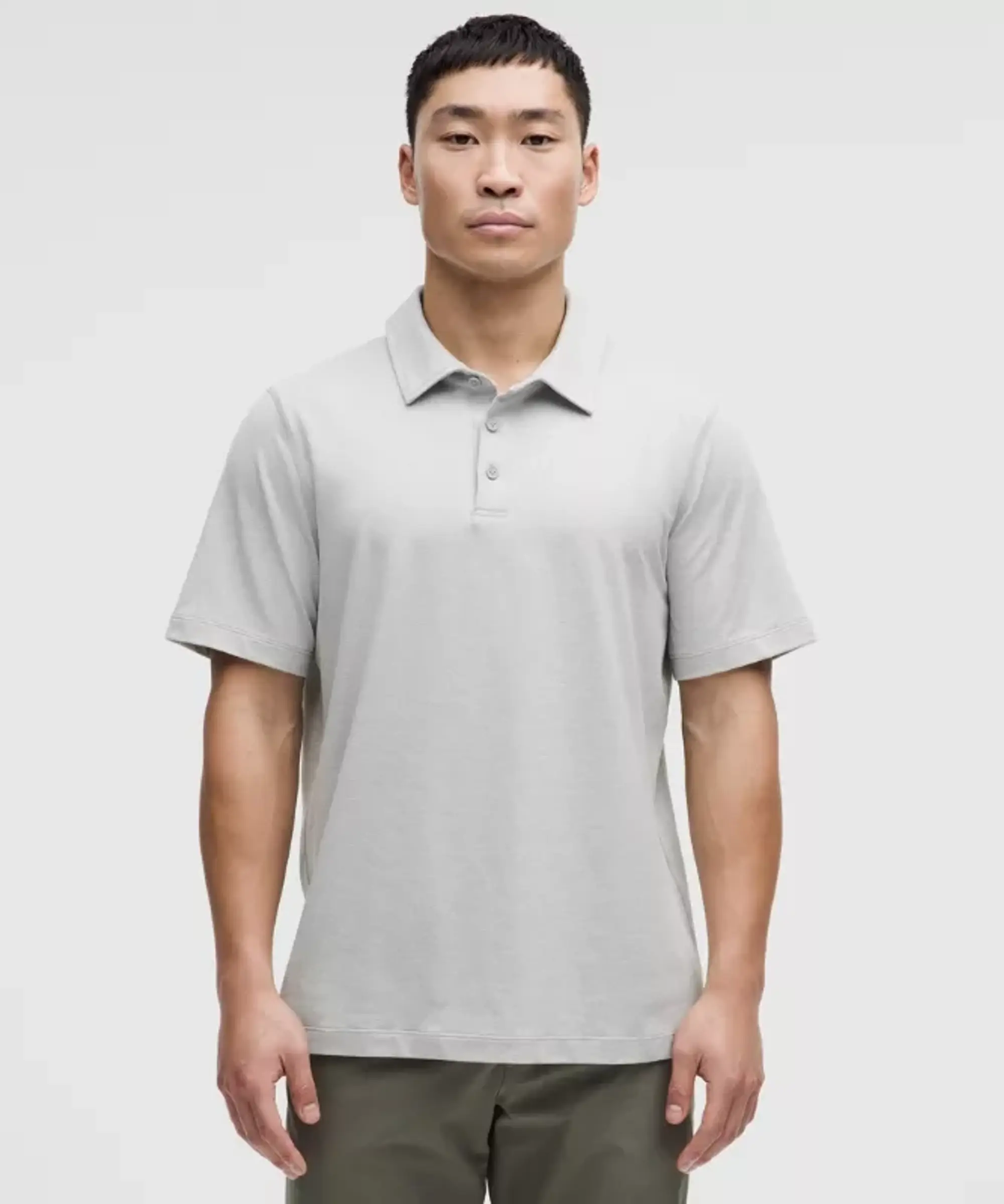 lululemon IE lululemon – Men's Soft Jersey Short-Sleeve Polo Shirt – Color Silver/Grey – Size 2XL