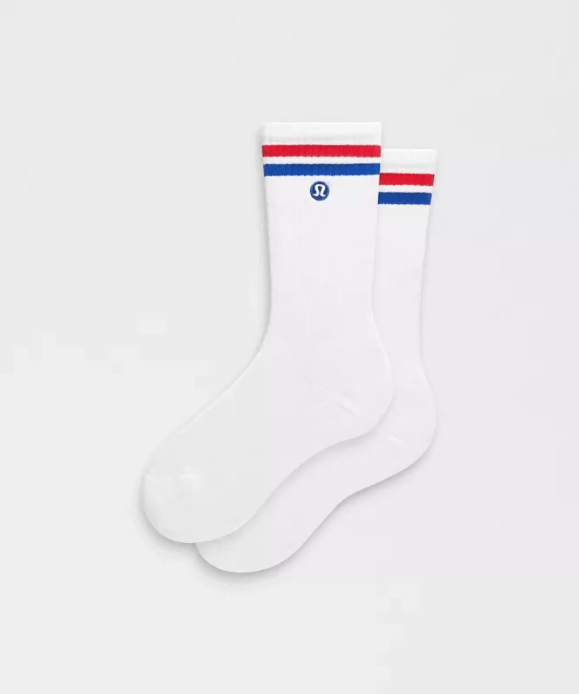 lululemon IE lululemon – Men's Unisex Daily Essential Crew Socks Stripe – Color White/Red – Size L