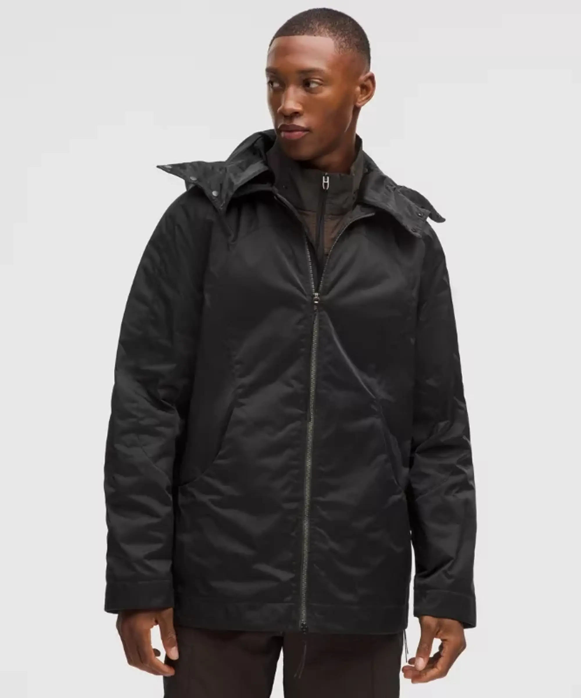 lululemon IE lululemon – Men's Taffeta Removable-Hood Collared Jacket SLNSH Collection – Color Black – Size 2XL