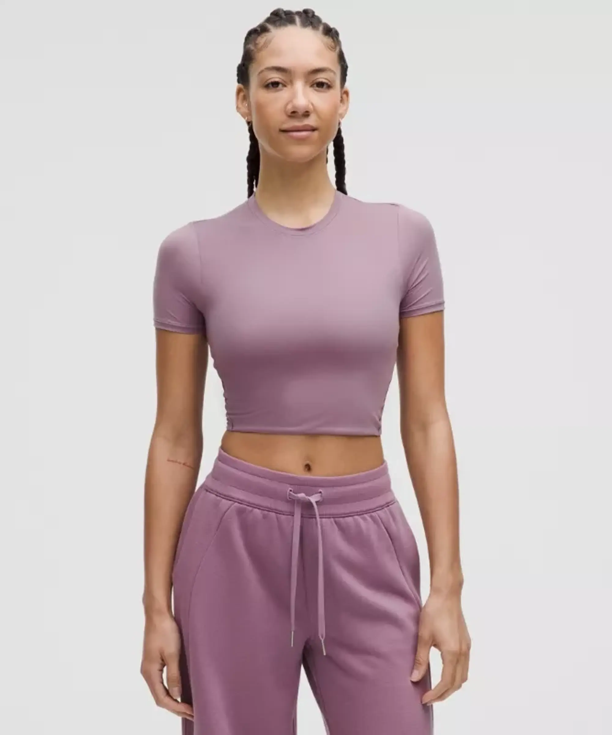 lululemon IE lululemon – Women's Wundermost Ultra-Soft Nulu Crewneck Cropped T-Shirt – Color Purple – Size 2XS