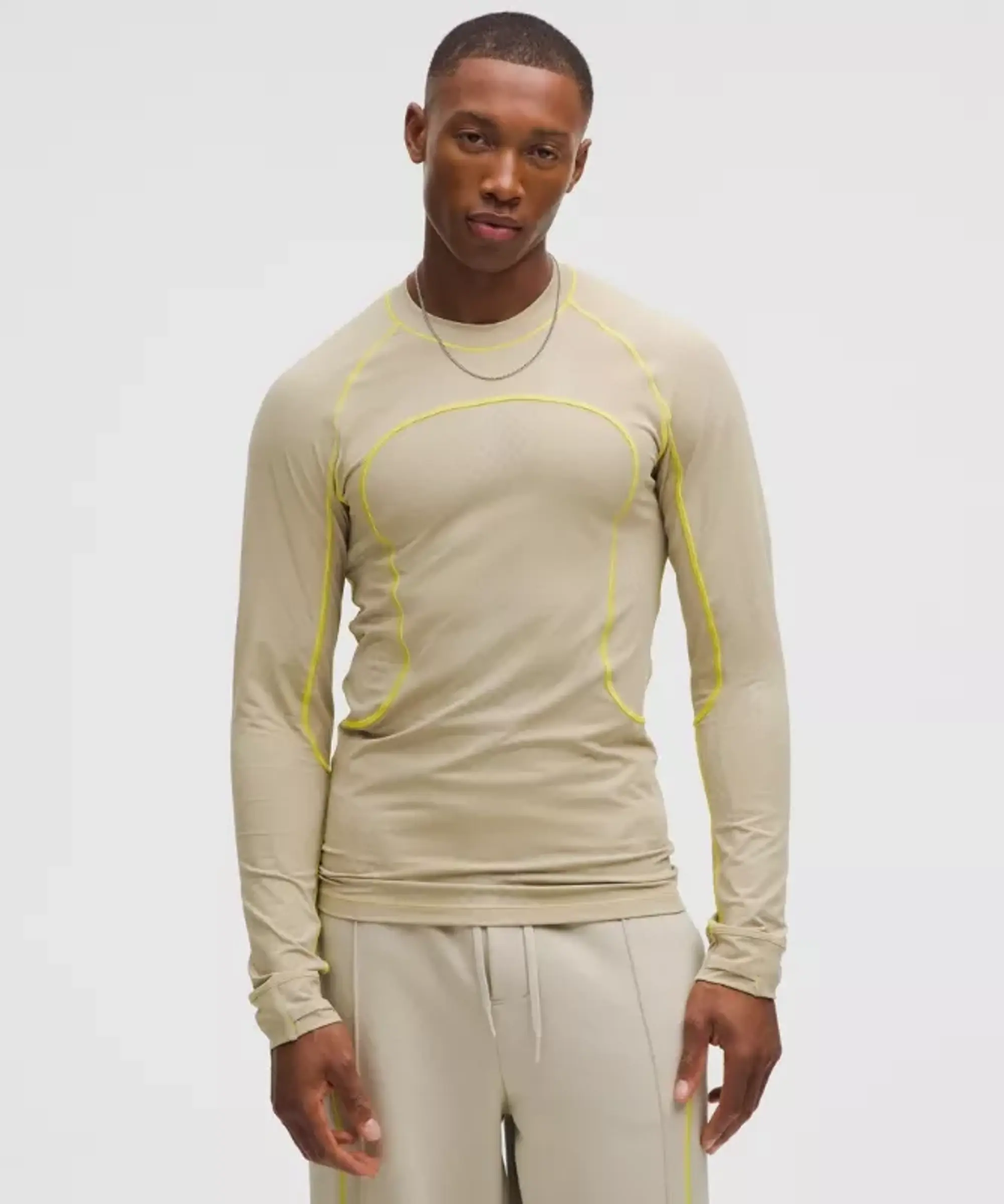 lululemon IE lululemon – Men's Jacquard Tight-Fit Long-Sleeve Shirt SLNSH Collection – Color White – Size 2XL
