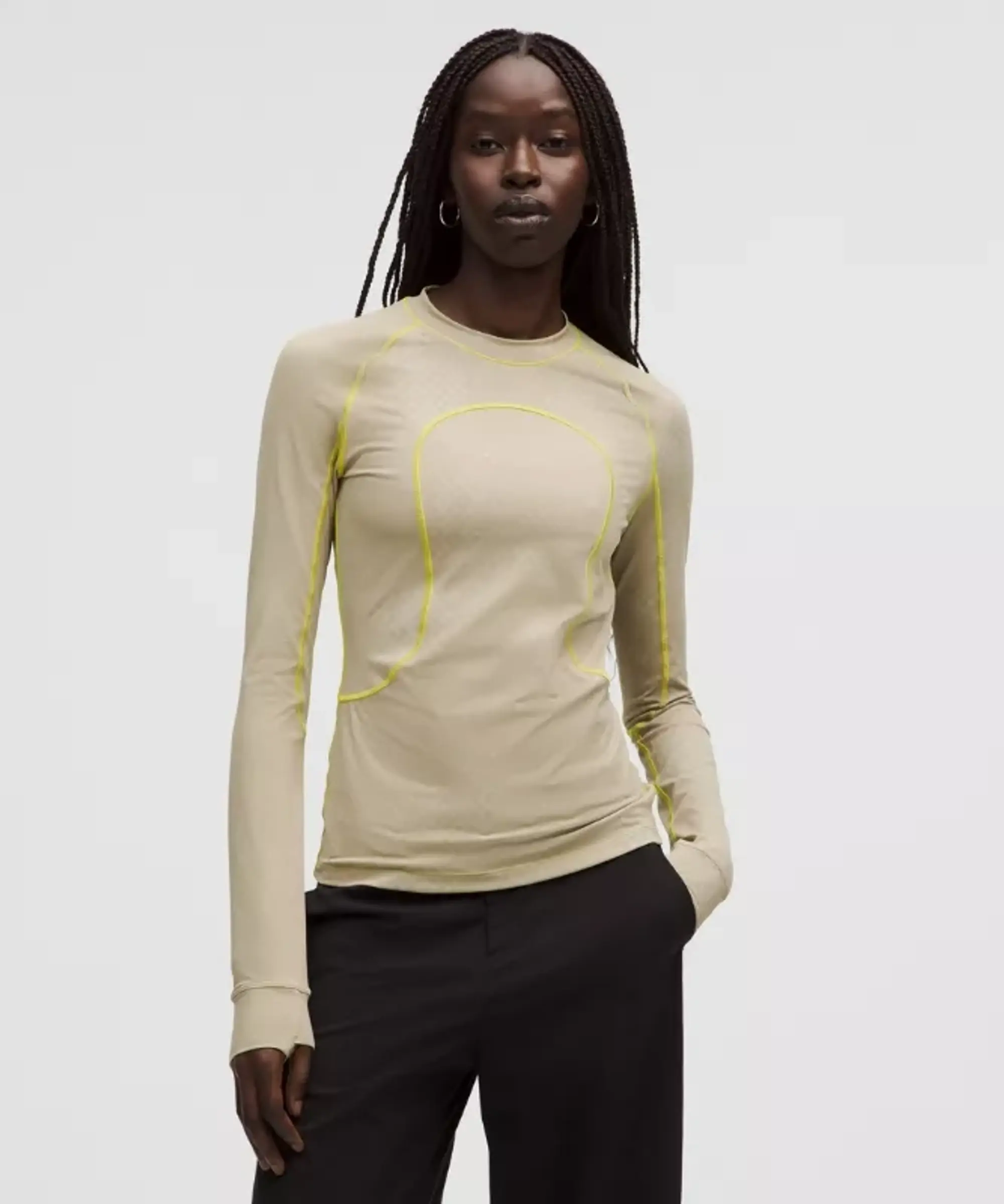 lululemon IE lululemon – Women's Jacquard Tight-Fit Long-Sleeve Shirt SLNSH Collection – Color White – Size XS