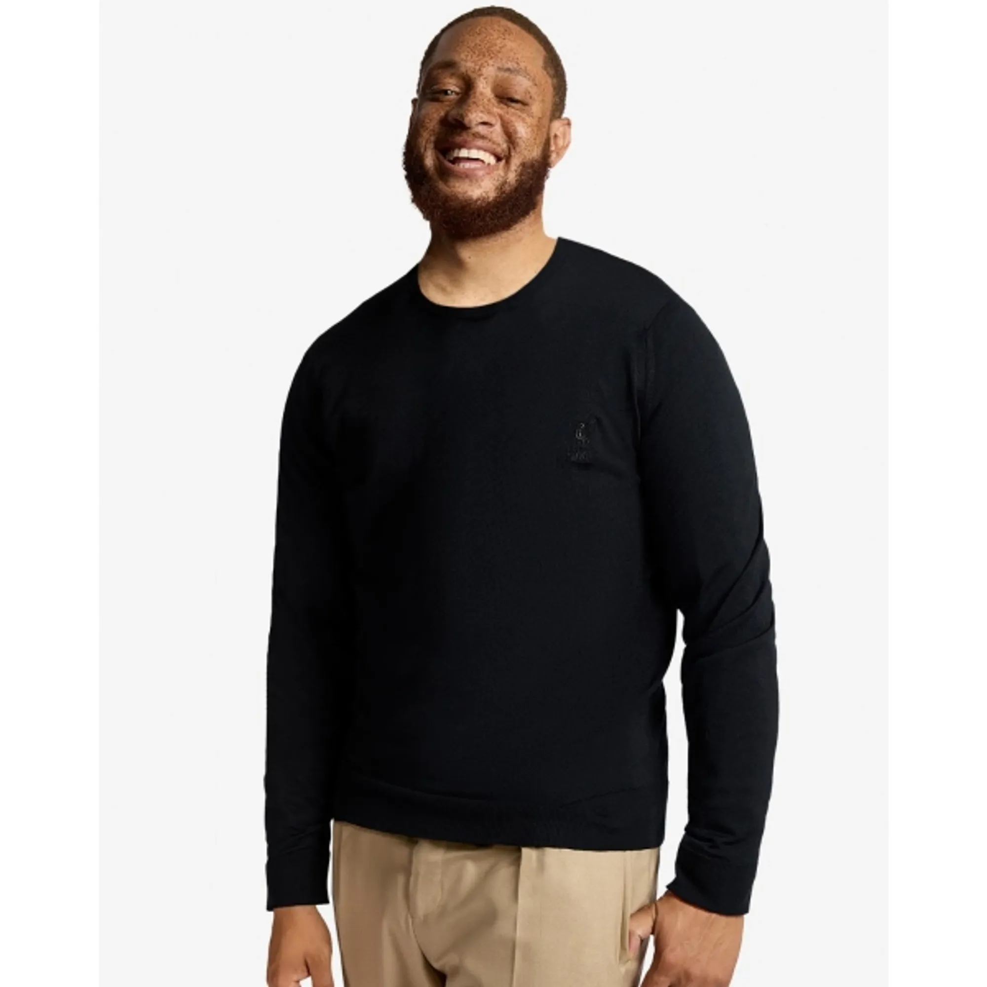Liverpool FC LFC X John Smedley Mens Crew Neck Pullover Jumper Black