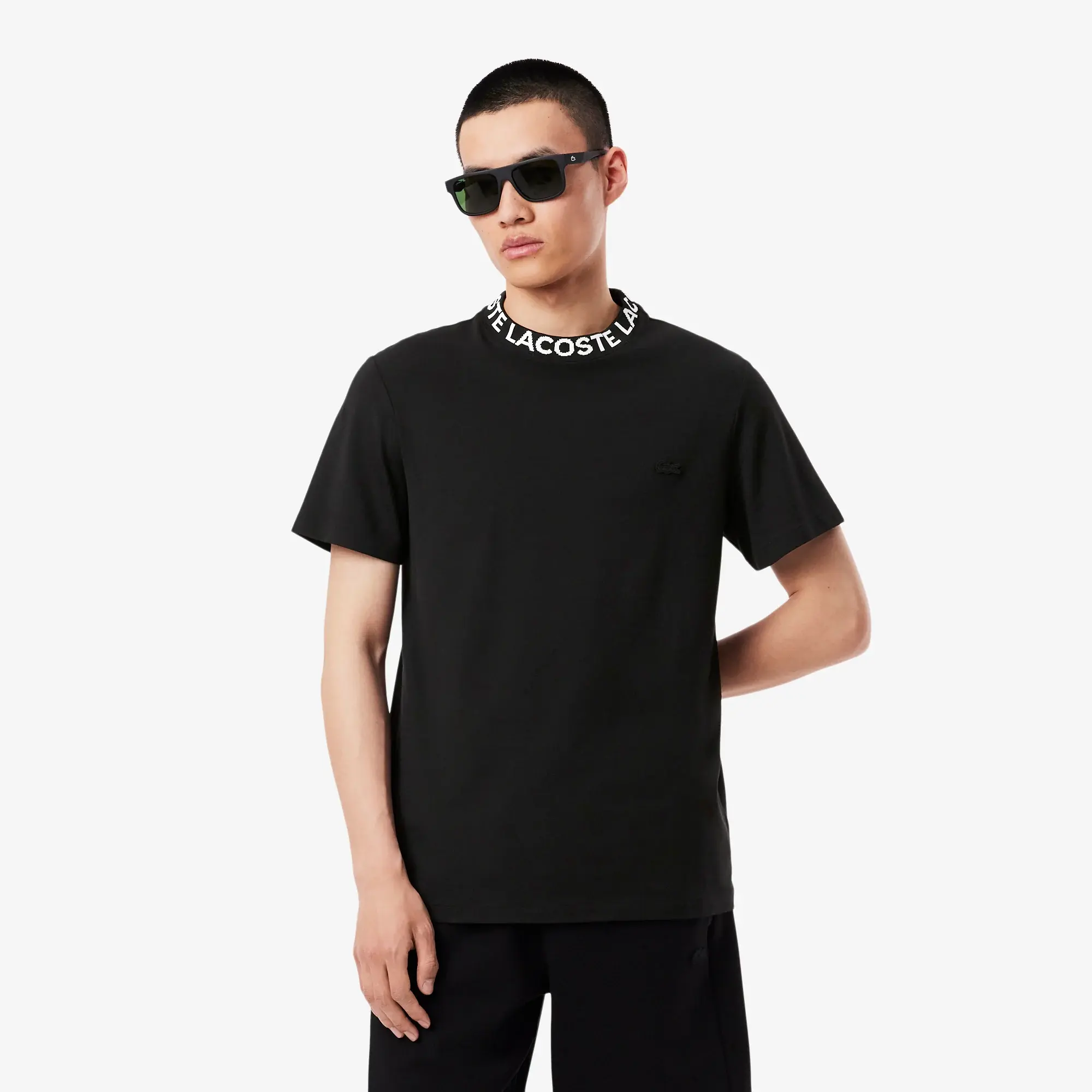 Lacoste Jacquard Branded Piqué T-shirt - Black