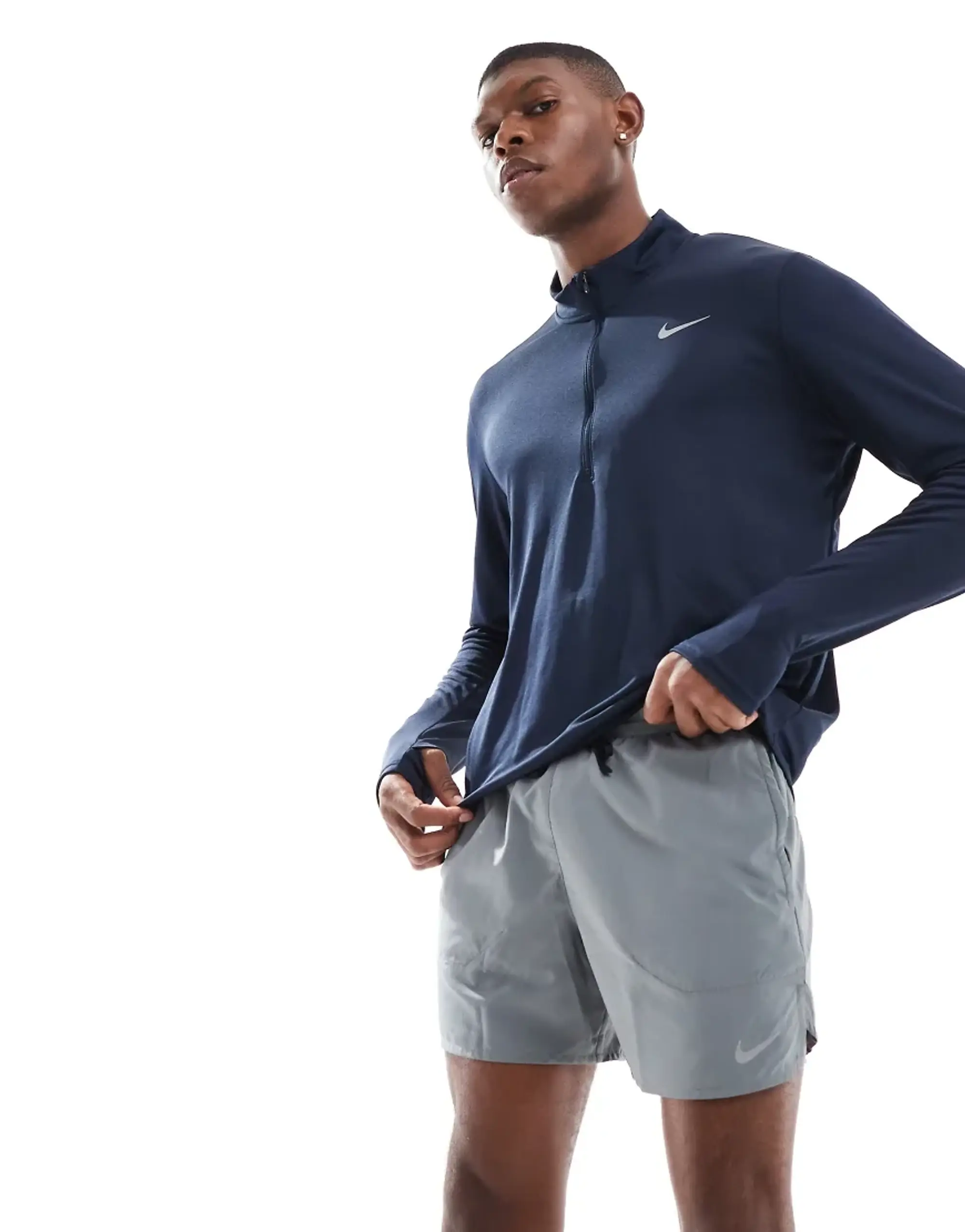 Nike Running Stride Dri-Fit 5 Inch Shorts In Grey