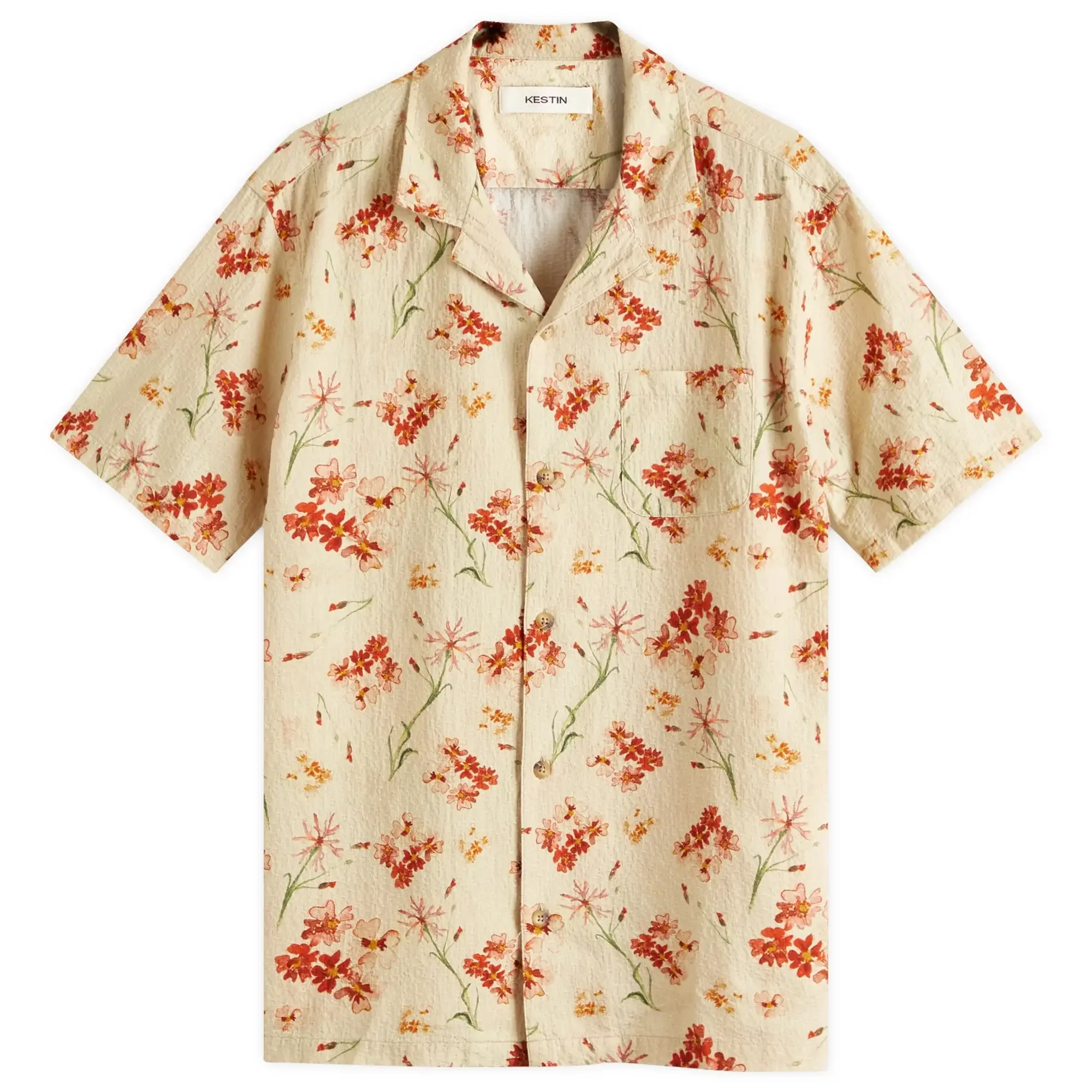 Kestin Men's Crammond Floral Print Shirt Ecru Floral