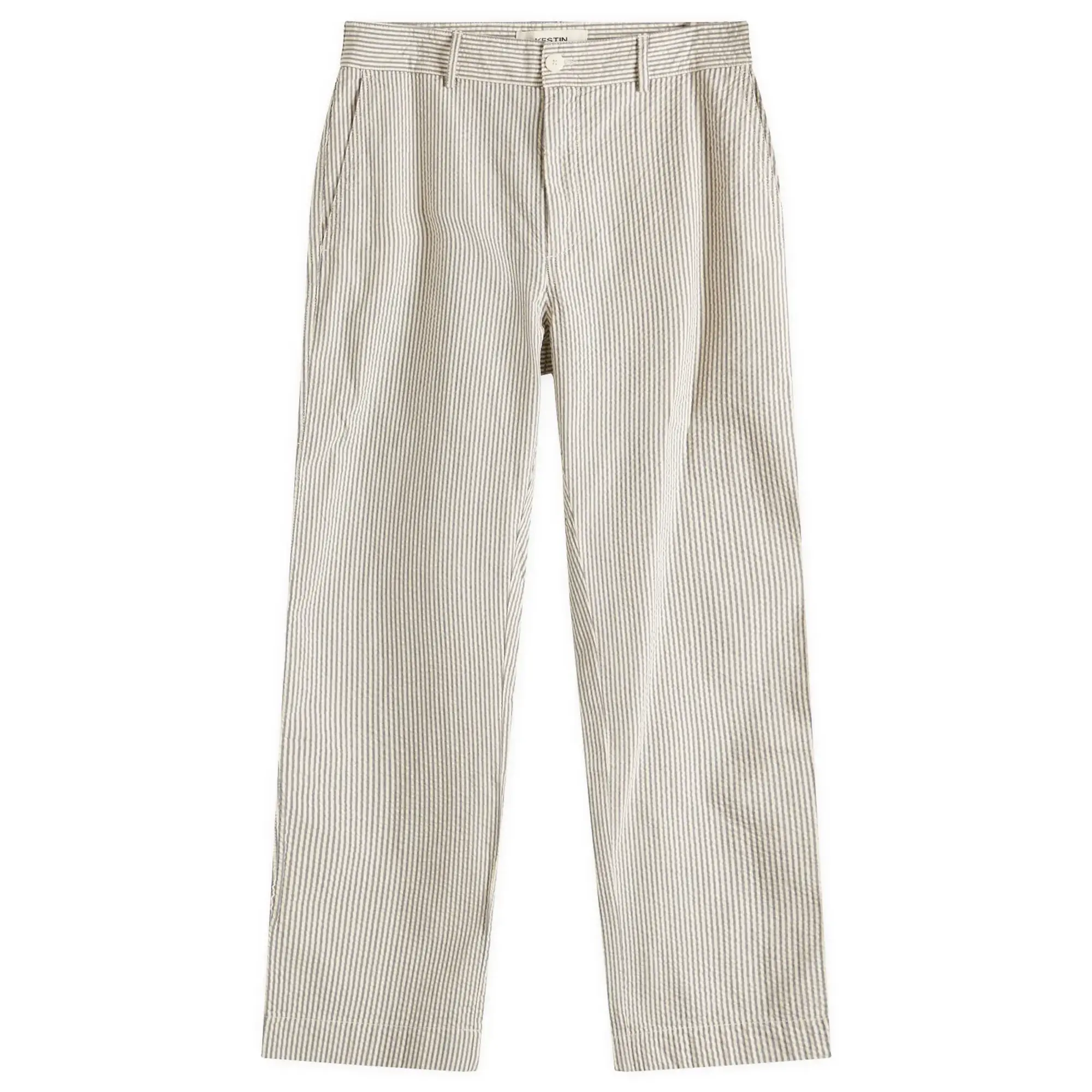 Kestin Men's Aberlour Seersucker Trousers Ecru/Blue Stripe