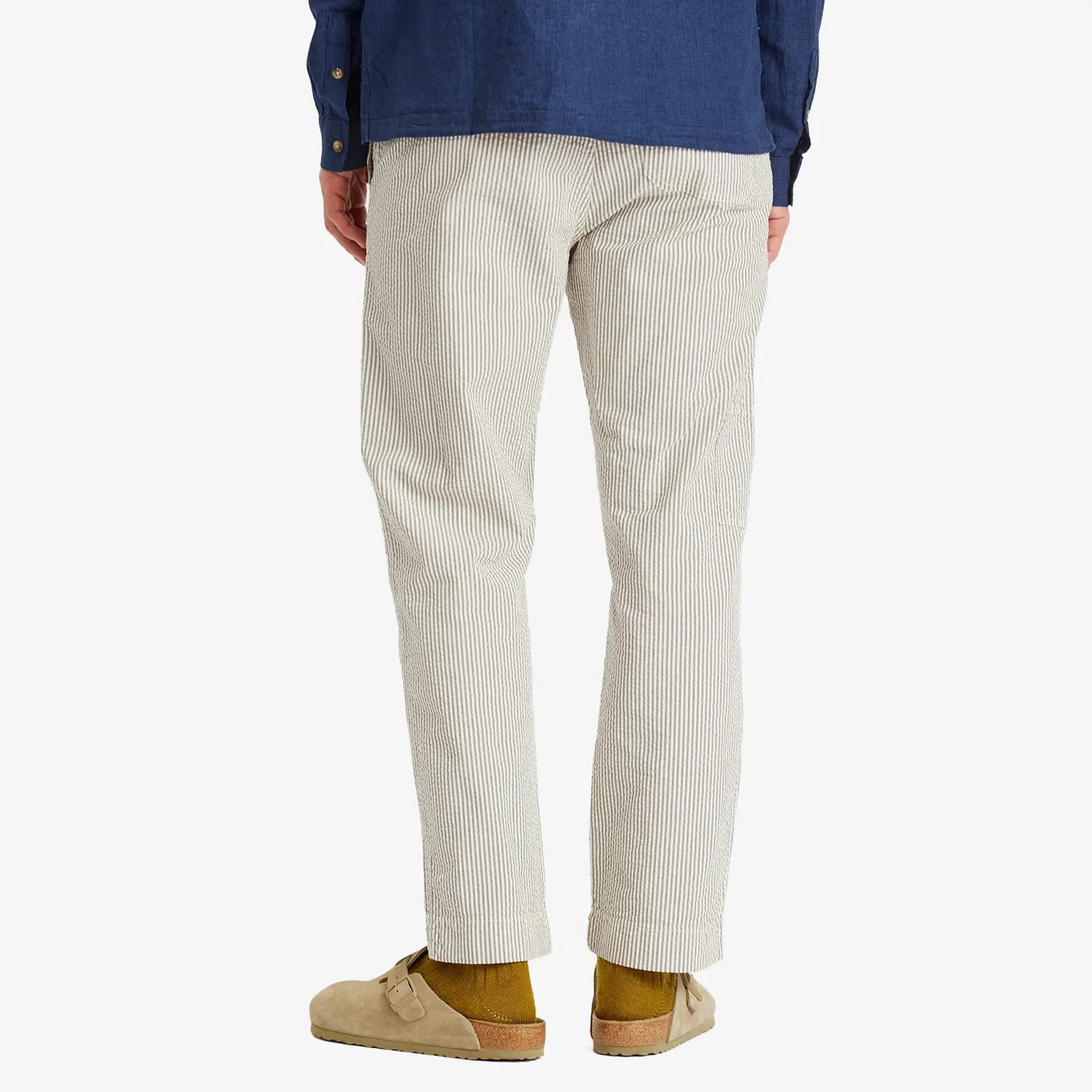 Kestin Men's Aberlour Seersucker Trousers Ecru/Blue Stripe