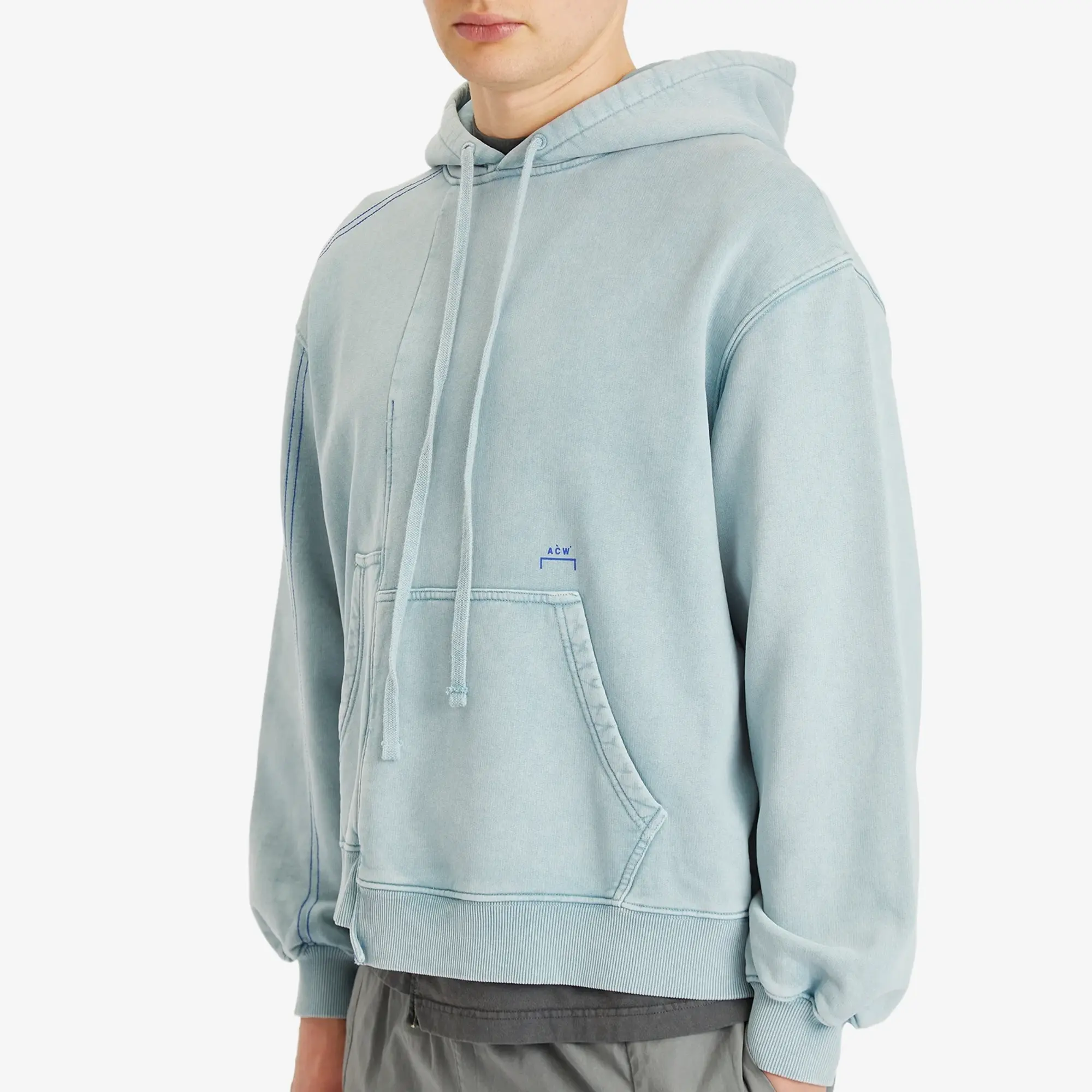 A-COLD-WALL* Men's Oblique Hoodie Grey-Green Tourmaline