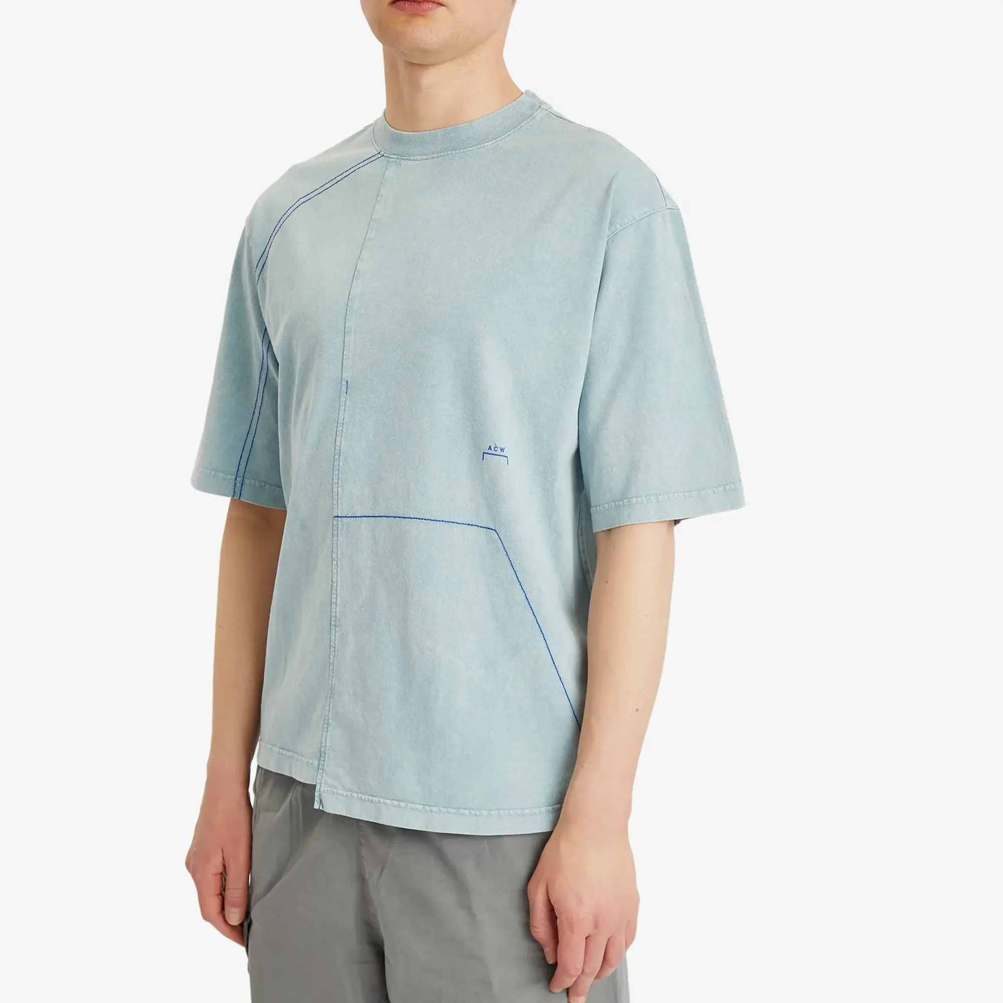 A-COLD-WALL* Men's Oblique T-Shirt Grey-Green Tourmaline