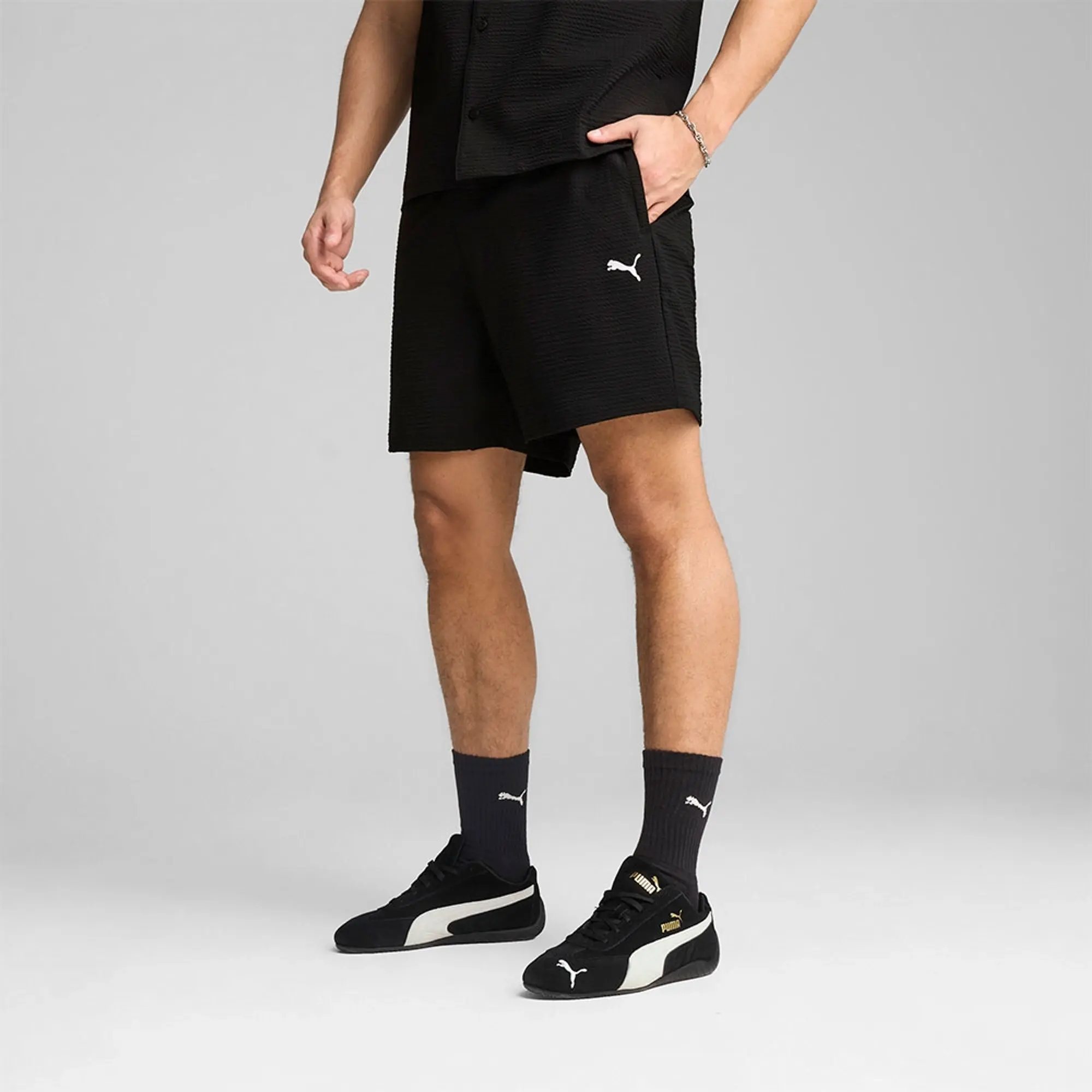 Puma Select Wardrobe Essential Seersuc Relaxed Fit Sweat Shorts