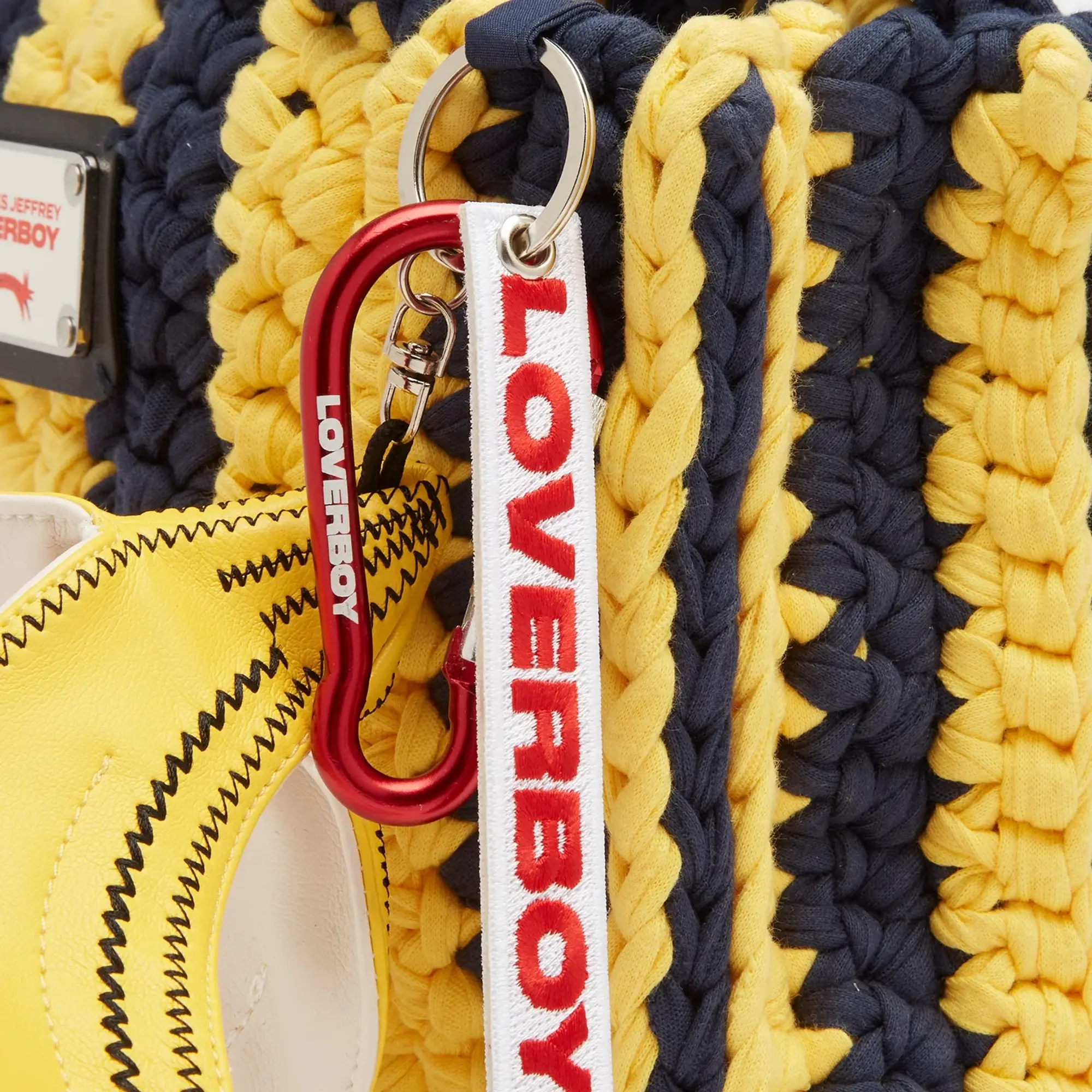 Charles Jeffrey Loverboy Women's Knitted Bucket Bag Navy/Yellow