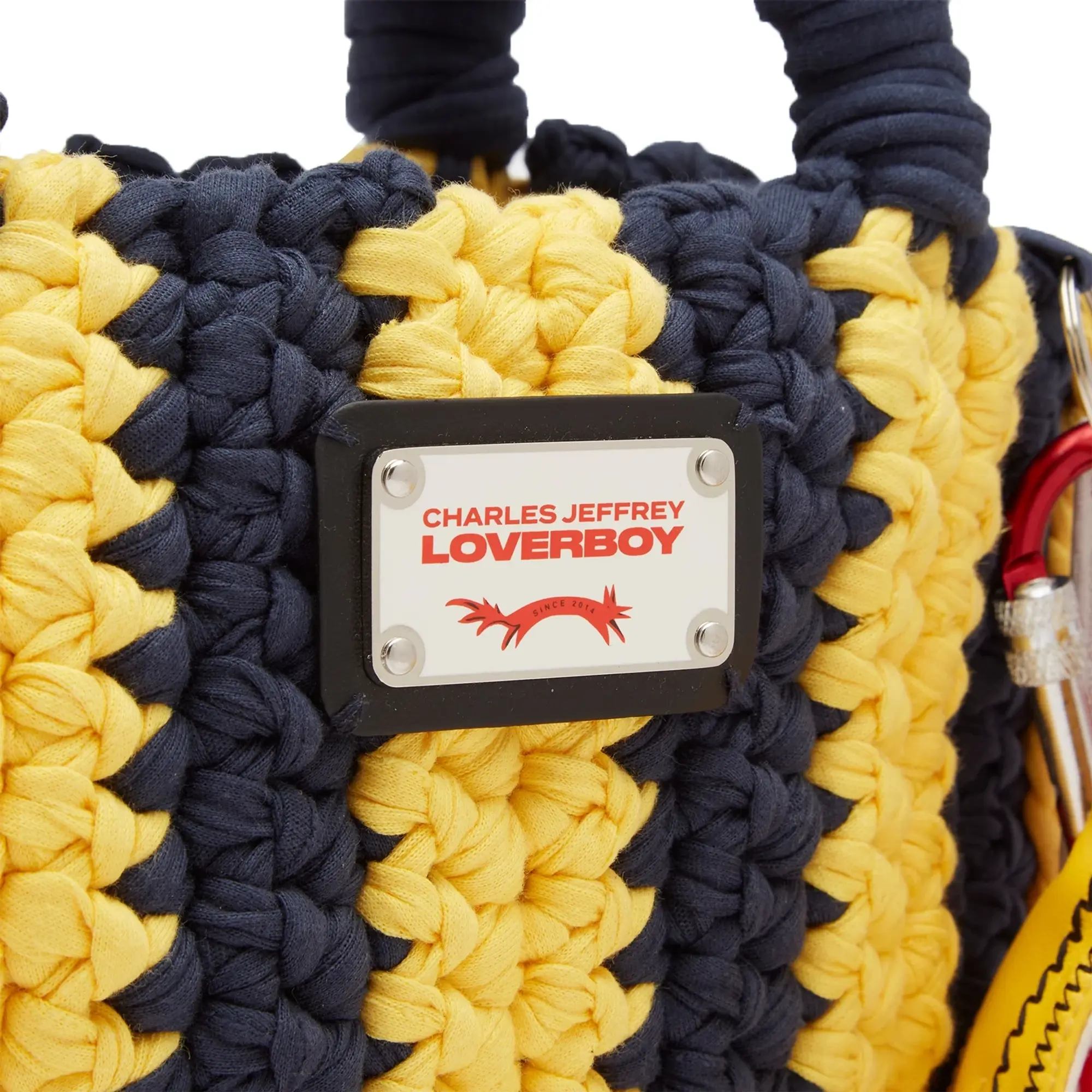 Charles Jeffrey Loverboy Women's Knitted Bucket Bag Navy/Yellow