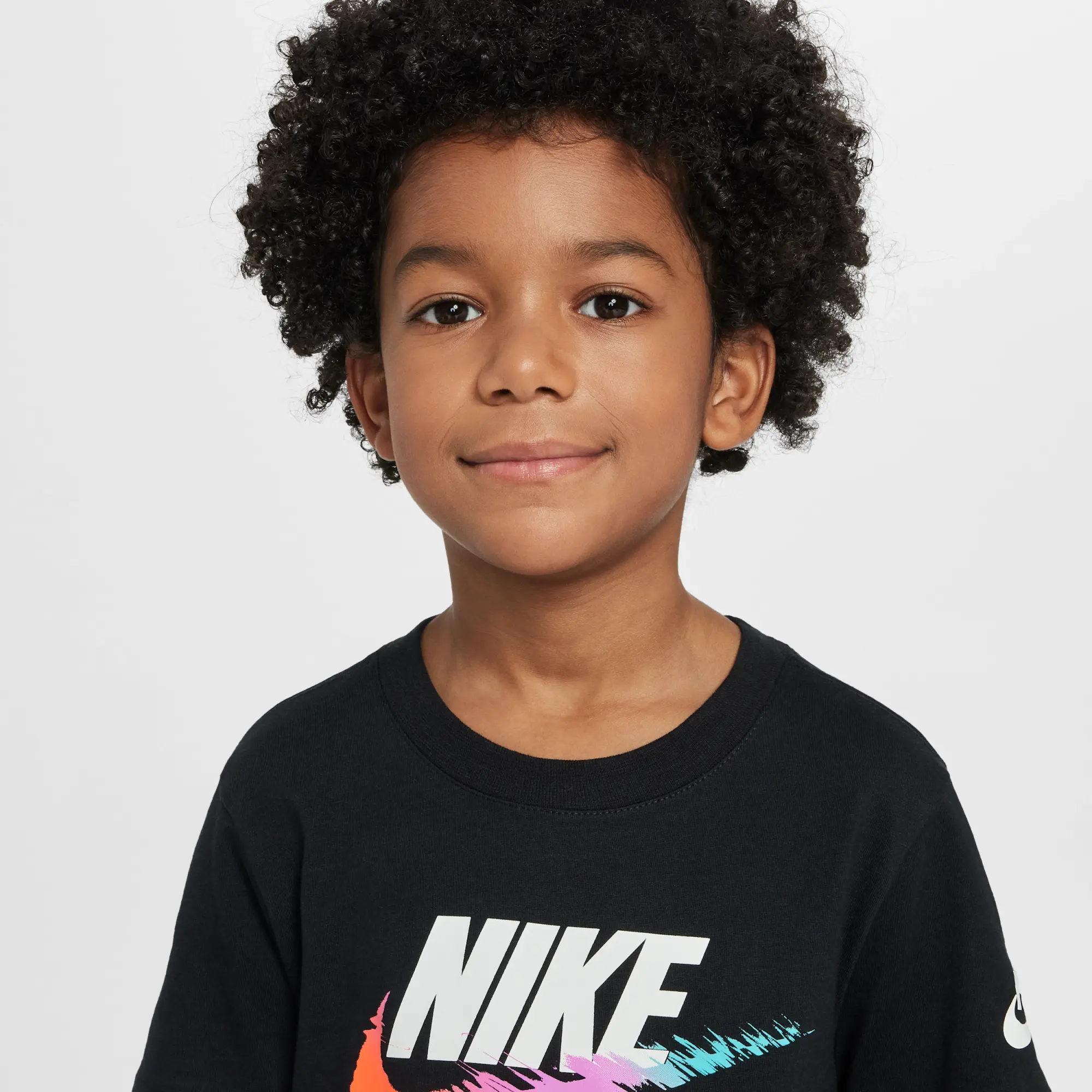 Nike Younger Kids' Brandmark Swoosh T-Shirt - Black - Cotton