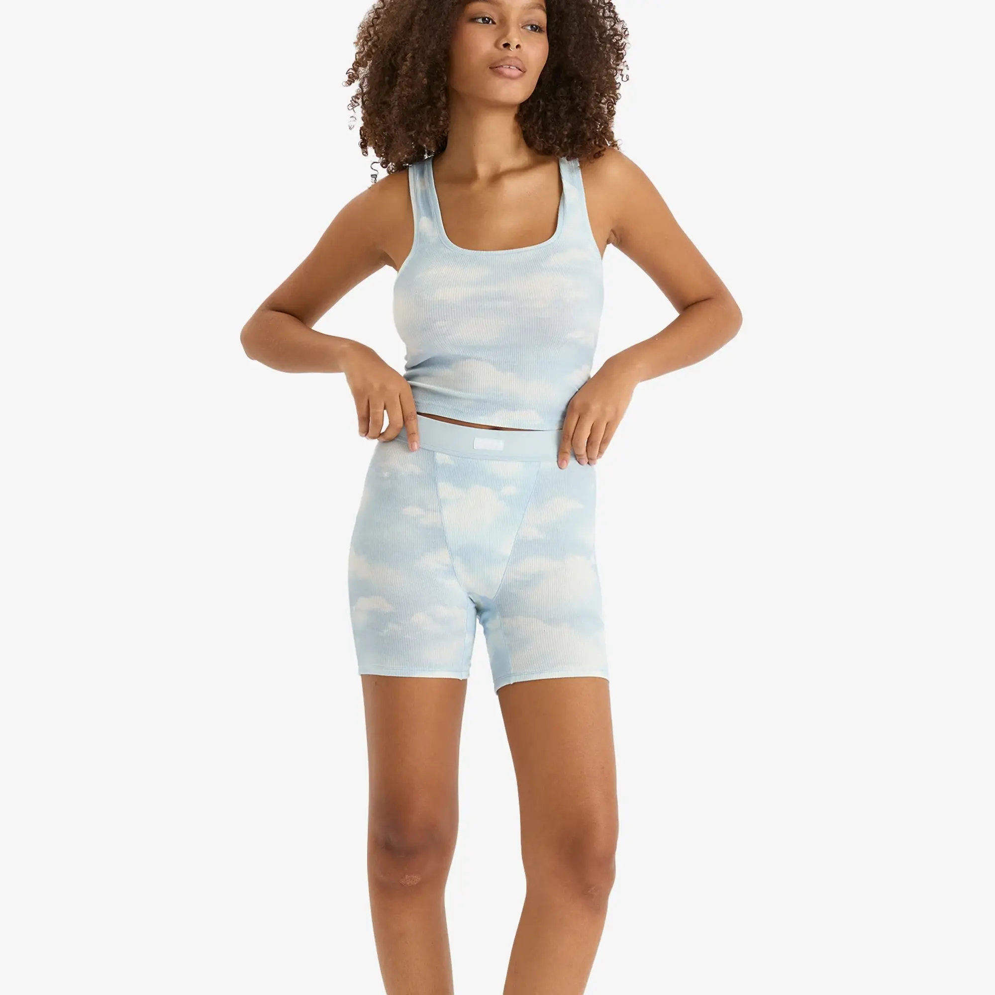 Asics SKIMS Women's Cotton Rib Boxer - 3-Pack Blue Quartz Cloud Multi