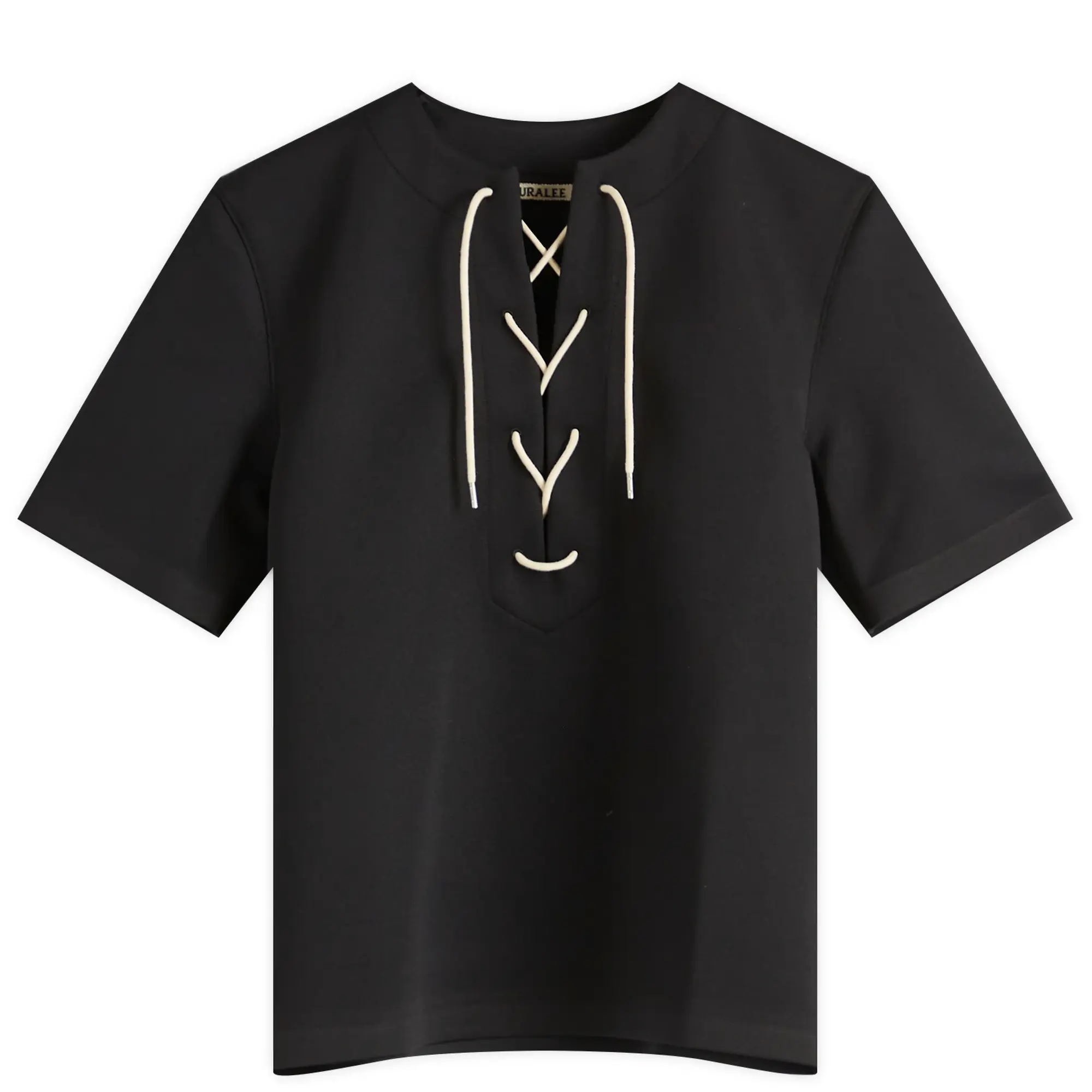Auralee Women's Wetsuit Jersey Lace Up T-Shirt Black