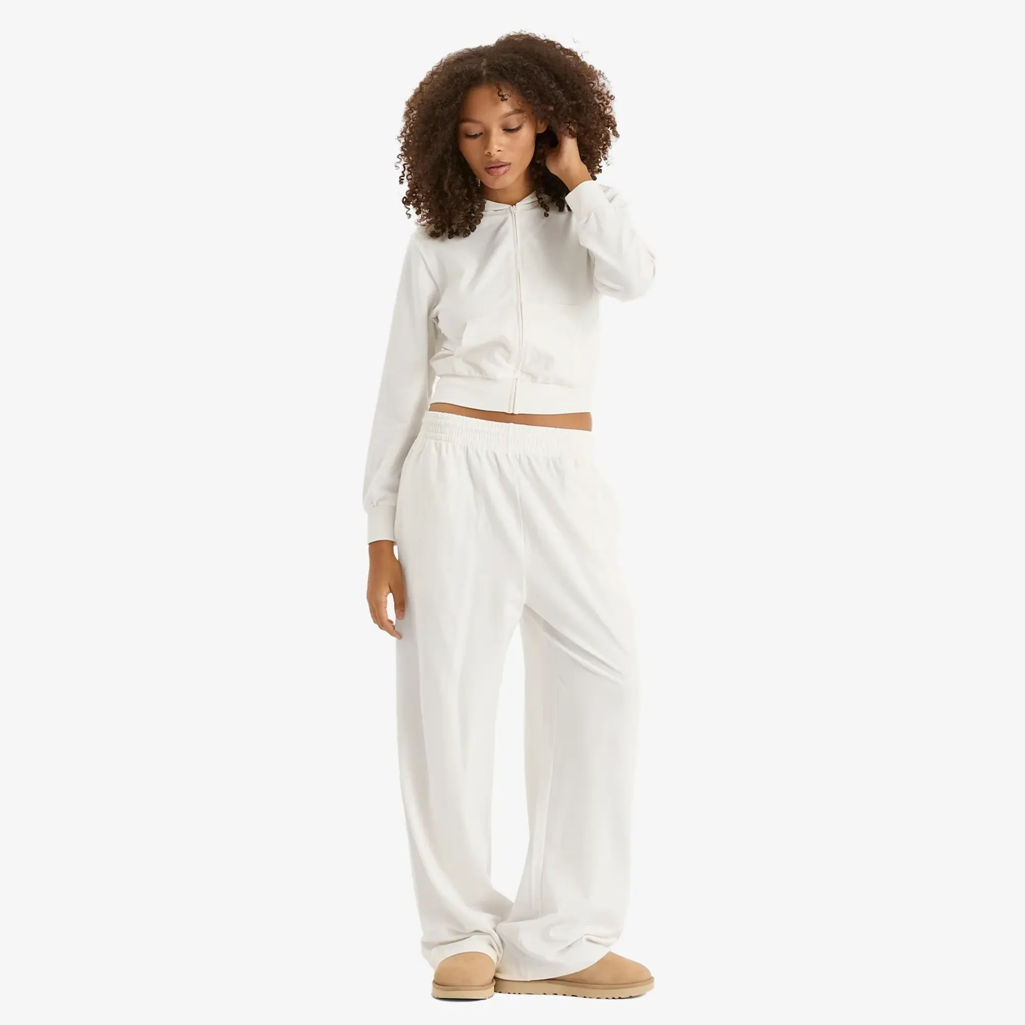 SKIMS Women's Cotton Jersey Wide Leg Pant Marble