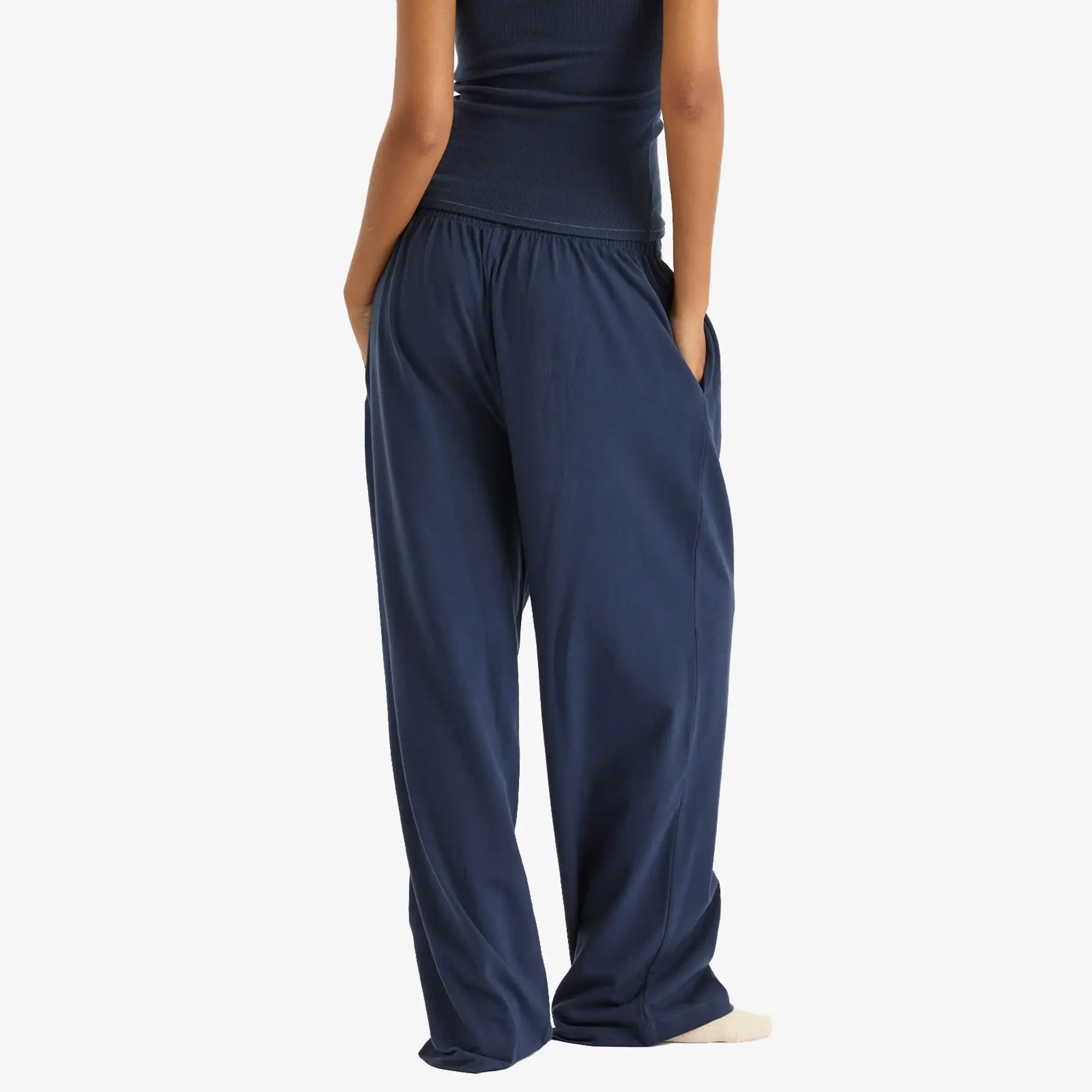 SKIMS Women's Cotton Jersey Wide Leg Pant Navy
