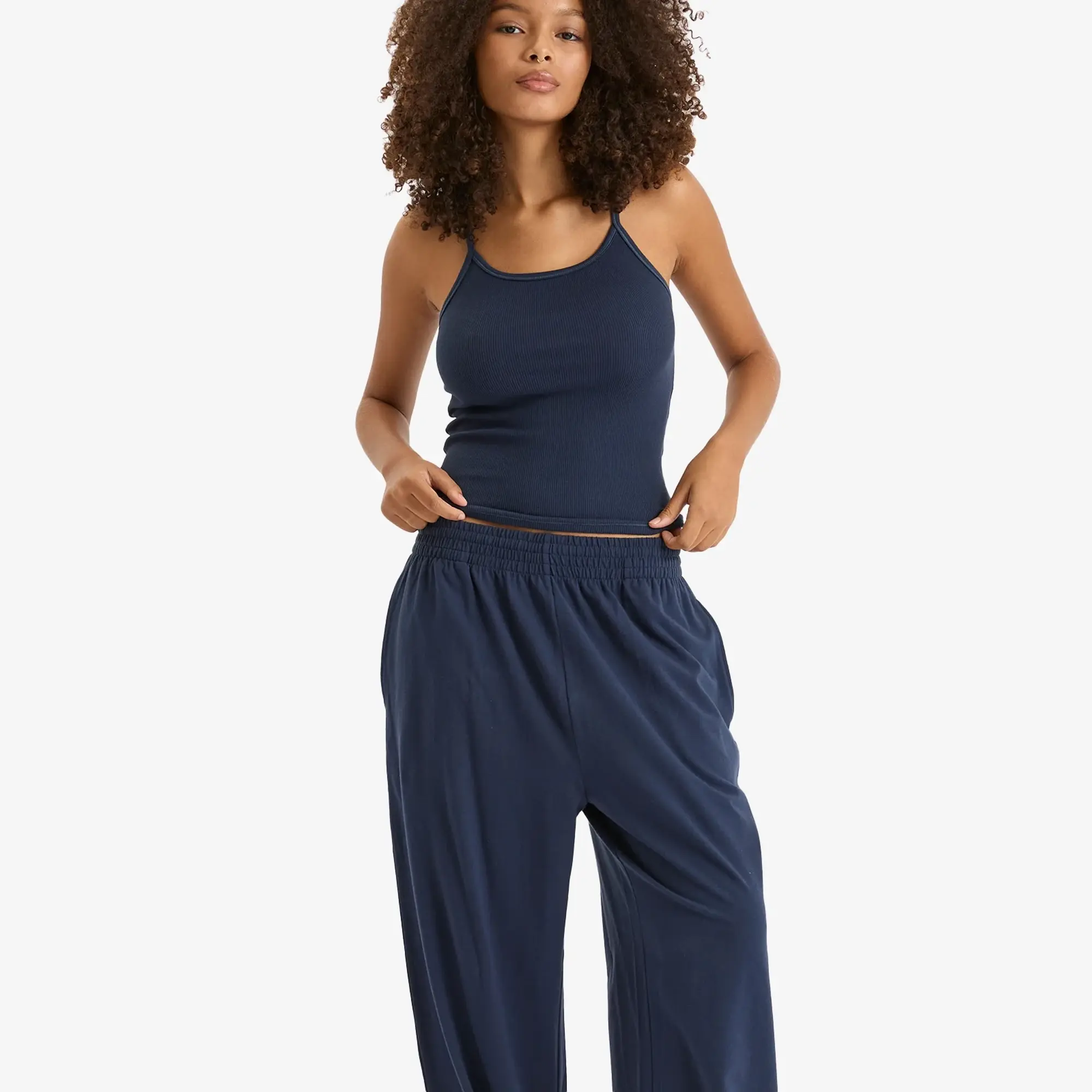 SKIMS Women's Cotton Jersey Wide Leg Pant Navy