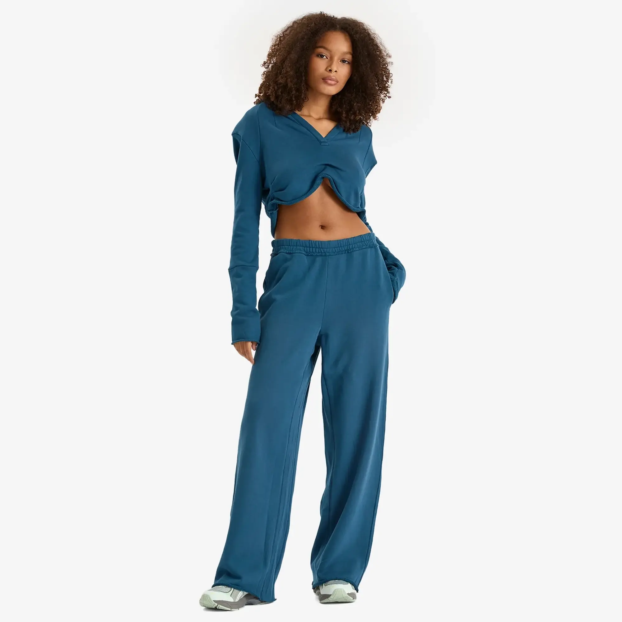 SKIMS Women's Deconstructed French Terry Wide Leg Pant Indigo