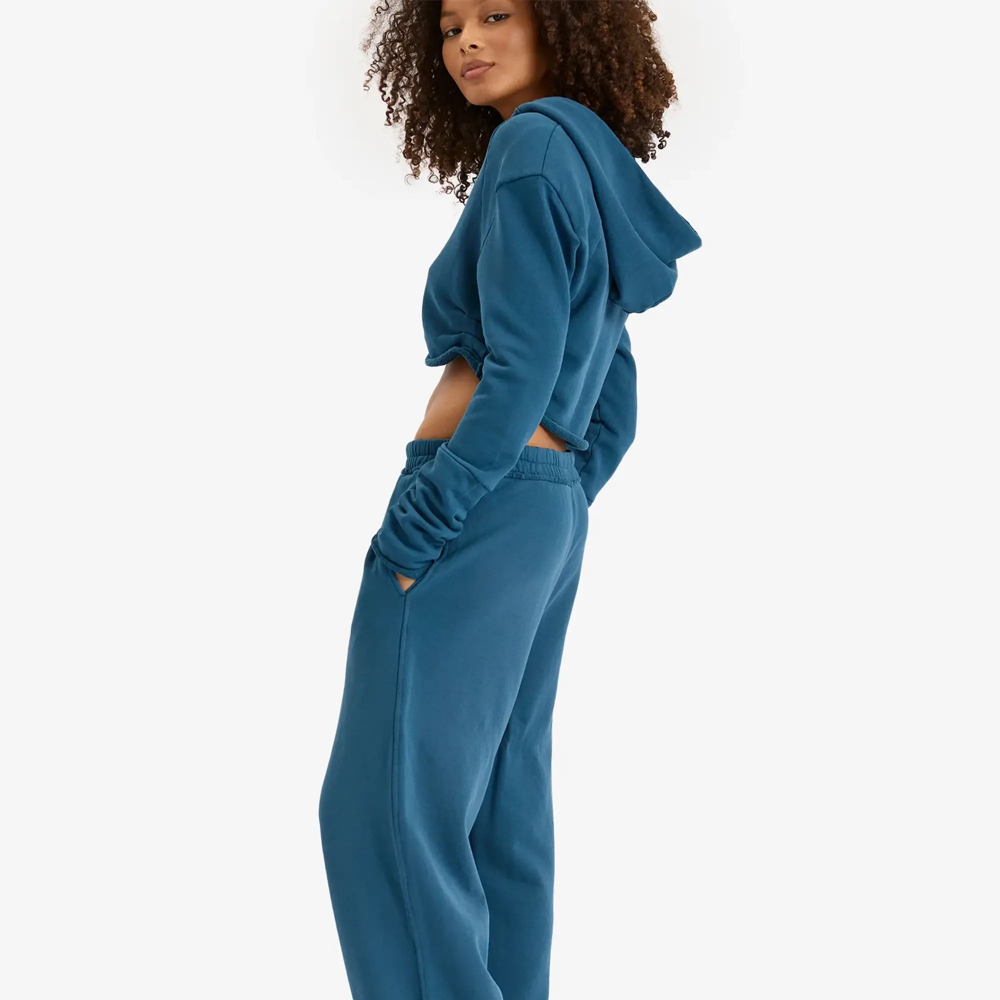 SKIMS Women's Deconstructed French Terry Wide Leg Pant Indigo