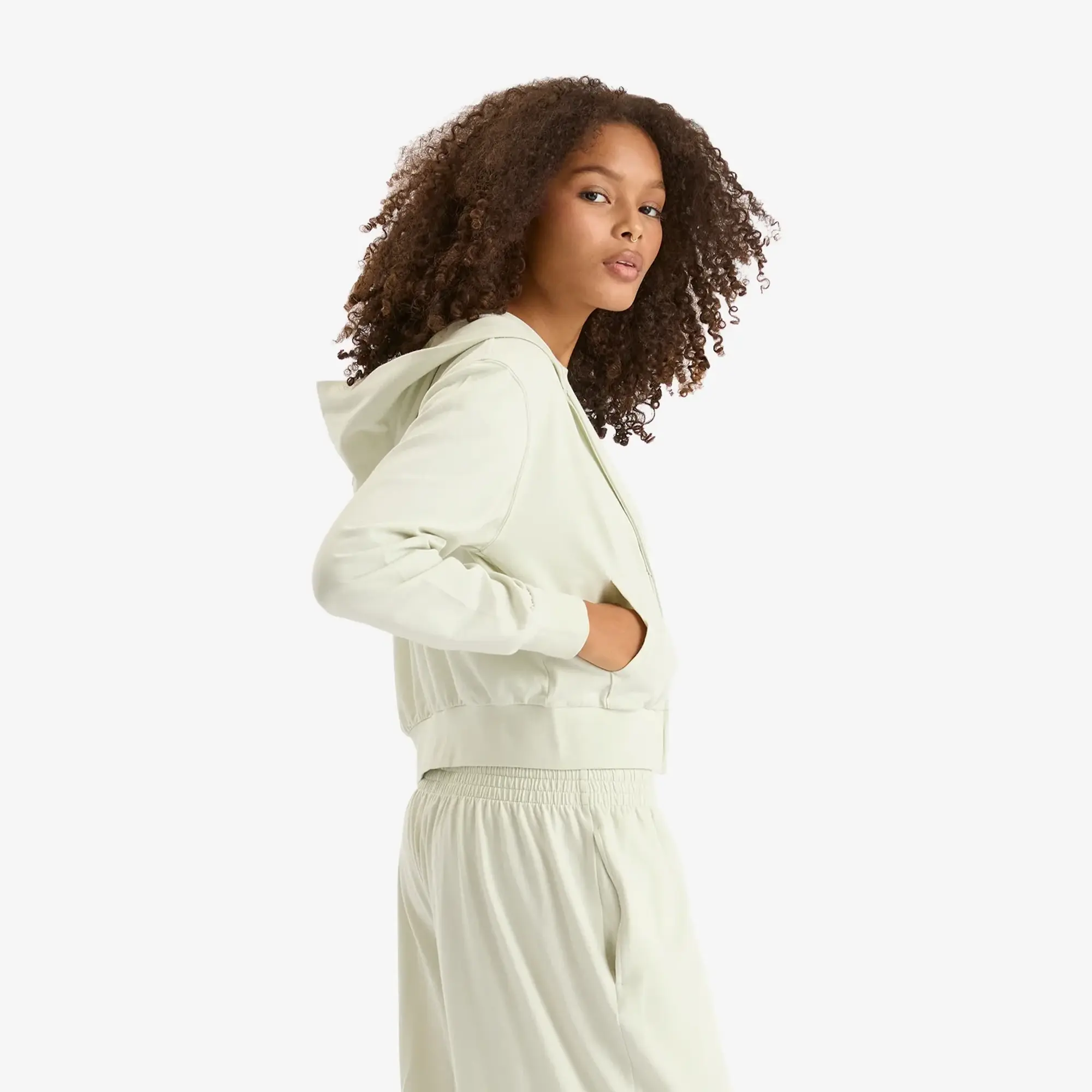 SKIMS Women's Cotton Jersey Zip Up Slim Hoodie Spearmint