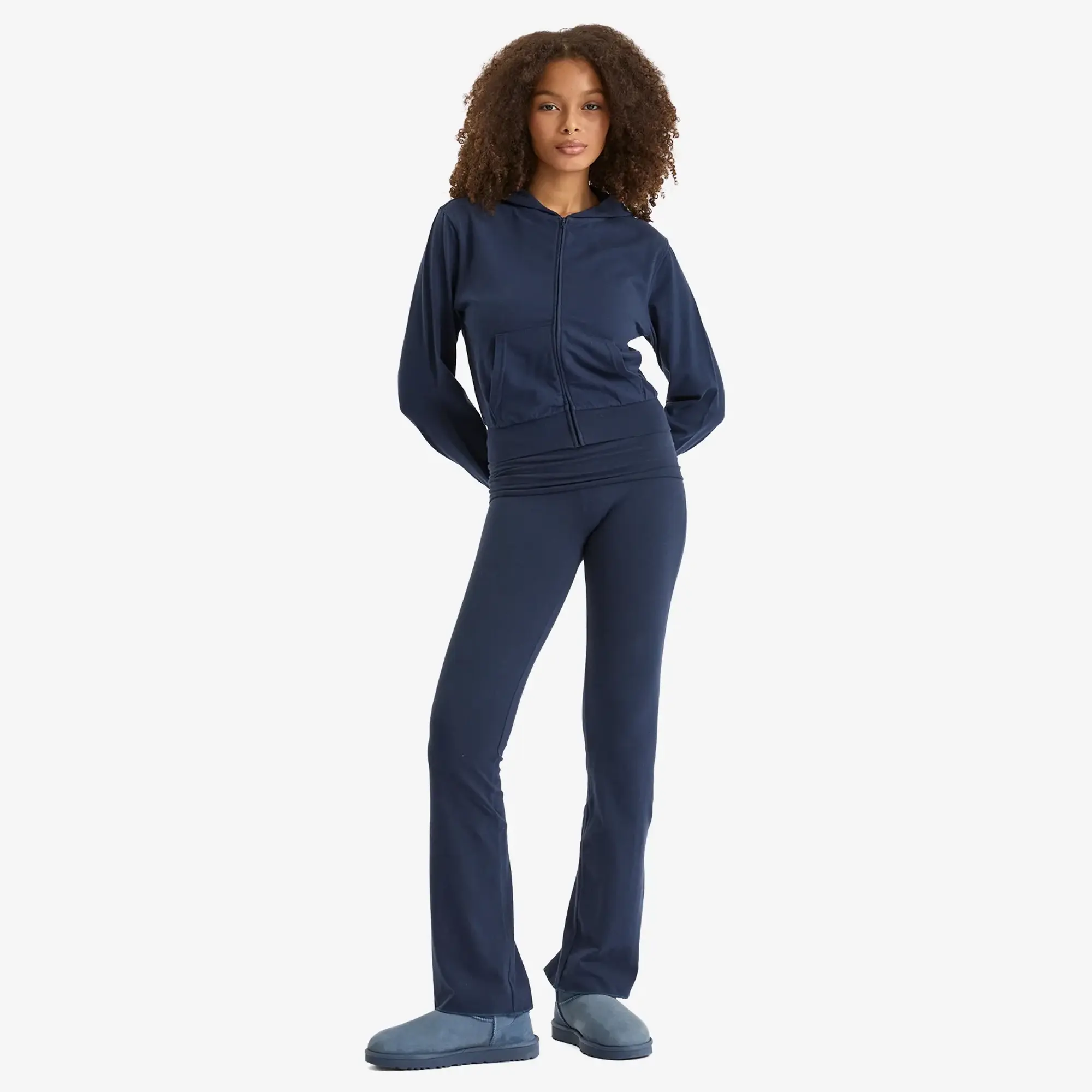 SKIMS Women's Cotton Jersey Zip Up Slim Hoodie Navy