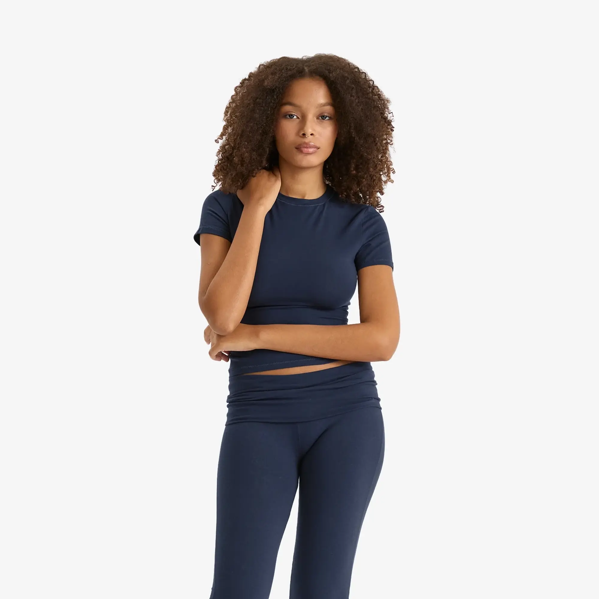 SKIMS Women's Cotton Jersey Foldover Pant Navy