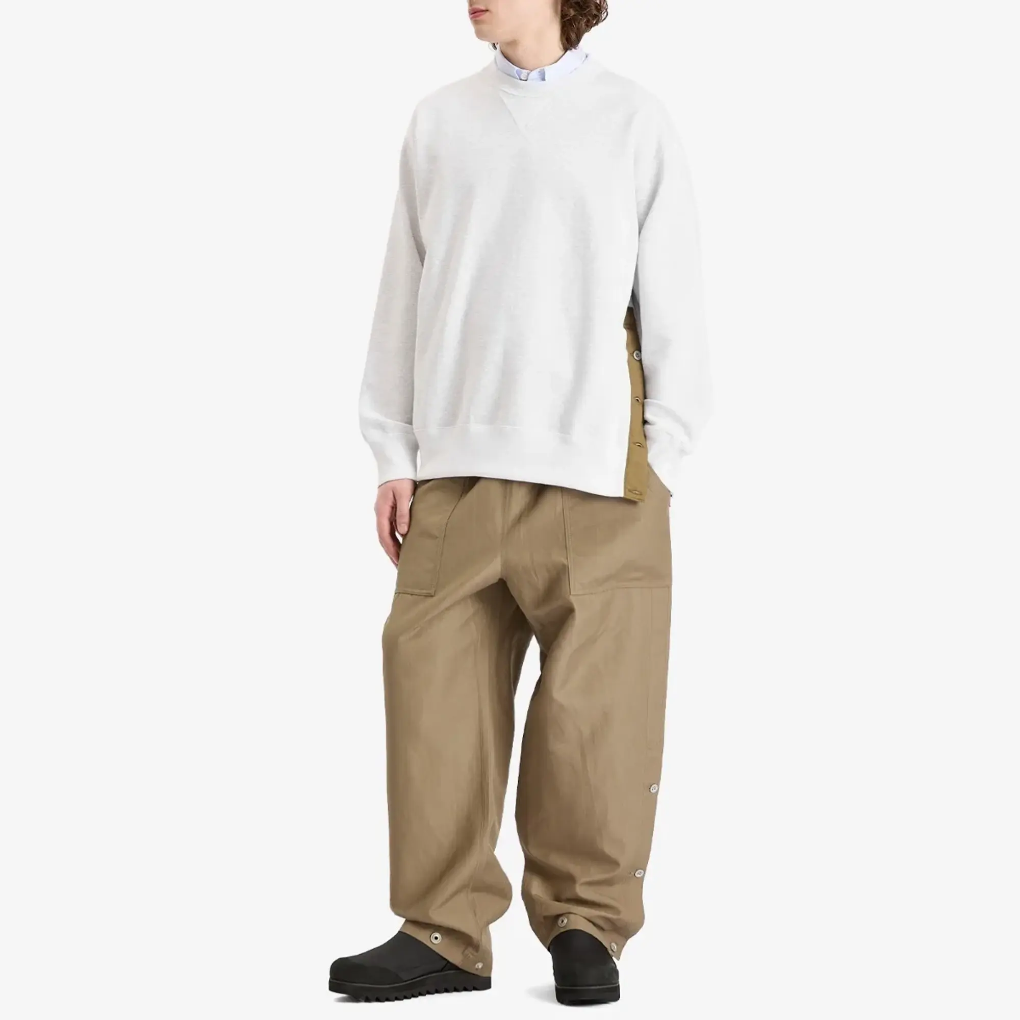Comme des Garçons Homme Men's Cotton Nylon Crew Sweat Bleach/Khaki