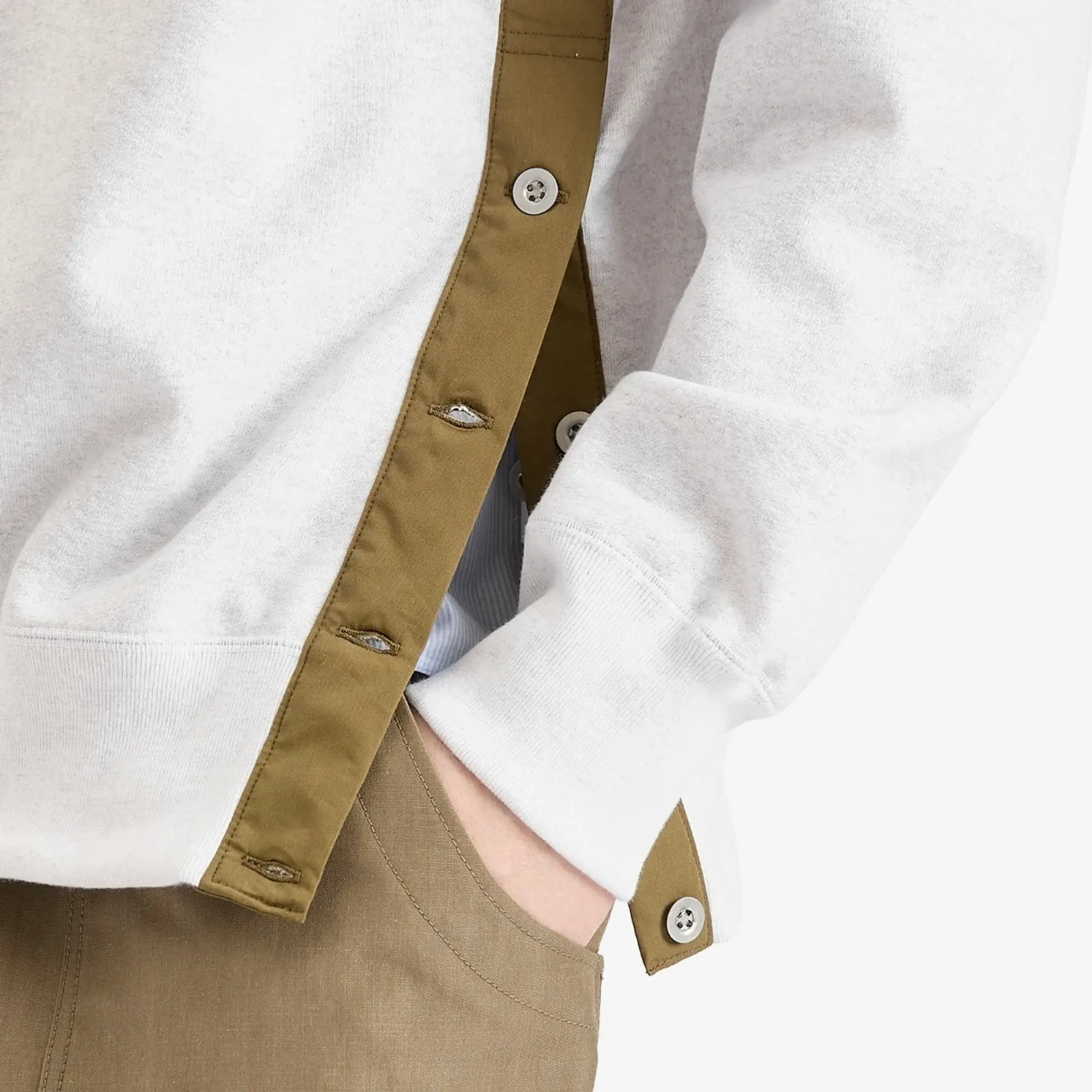 Comme des Garçons Homme Men's Cotton Nylon Crew Sweat Bleach/Khaki