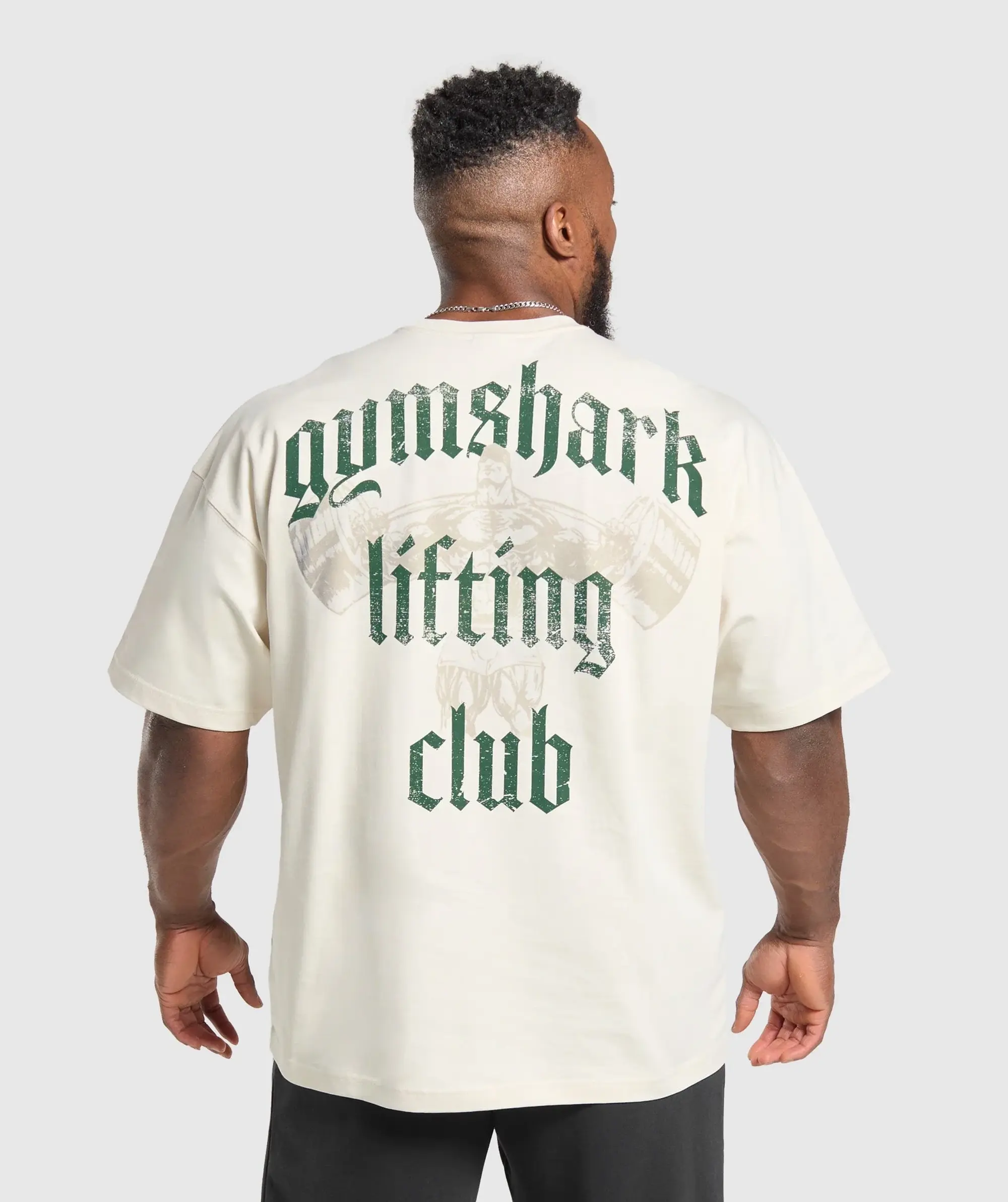 Gymshark Lifting Club T-Shirt - Oat White/Classic Green