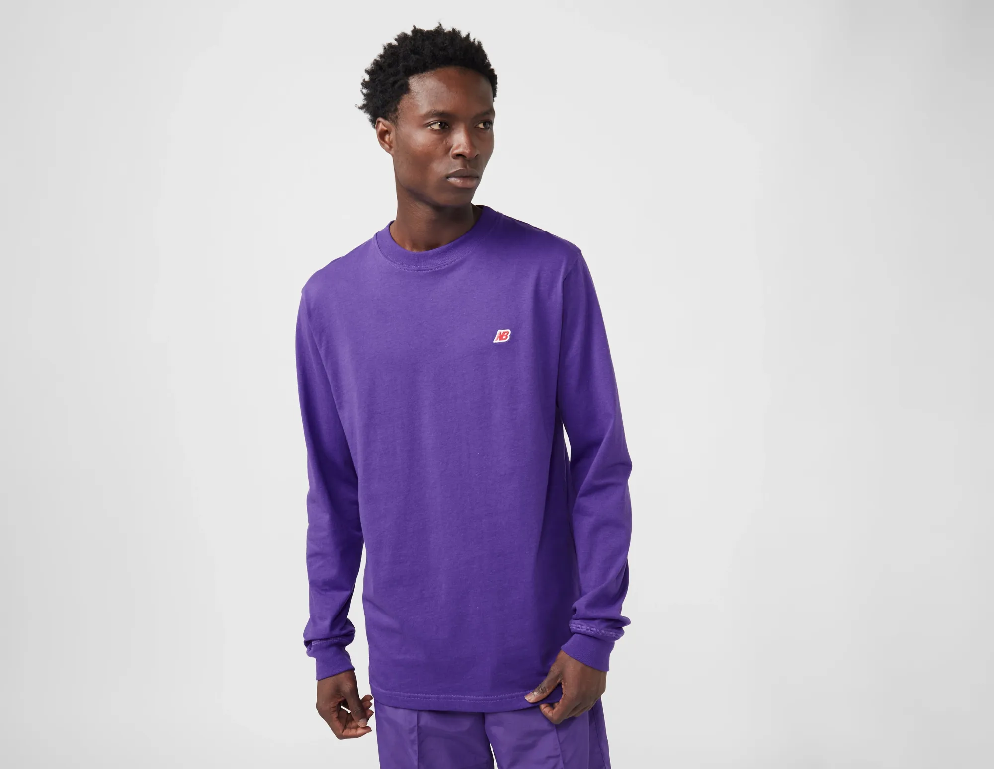 New Balance Unisex MADE in USA Core Long Sleeve T-Shirt in Purple Cotton Jersey
