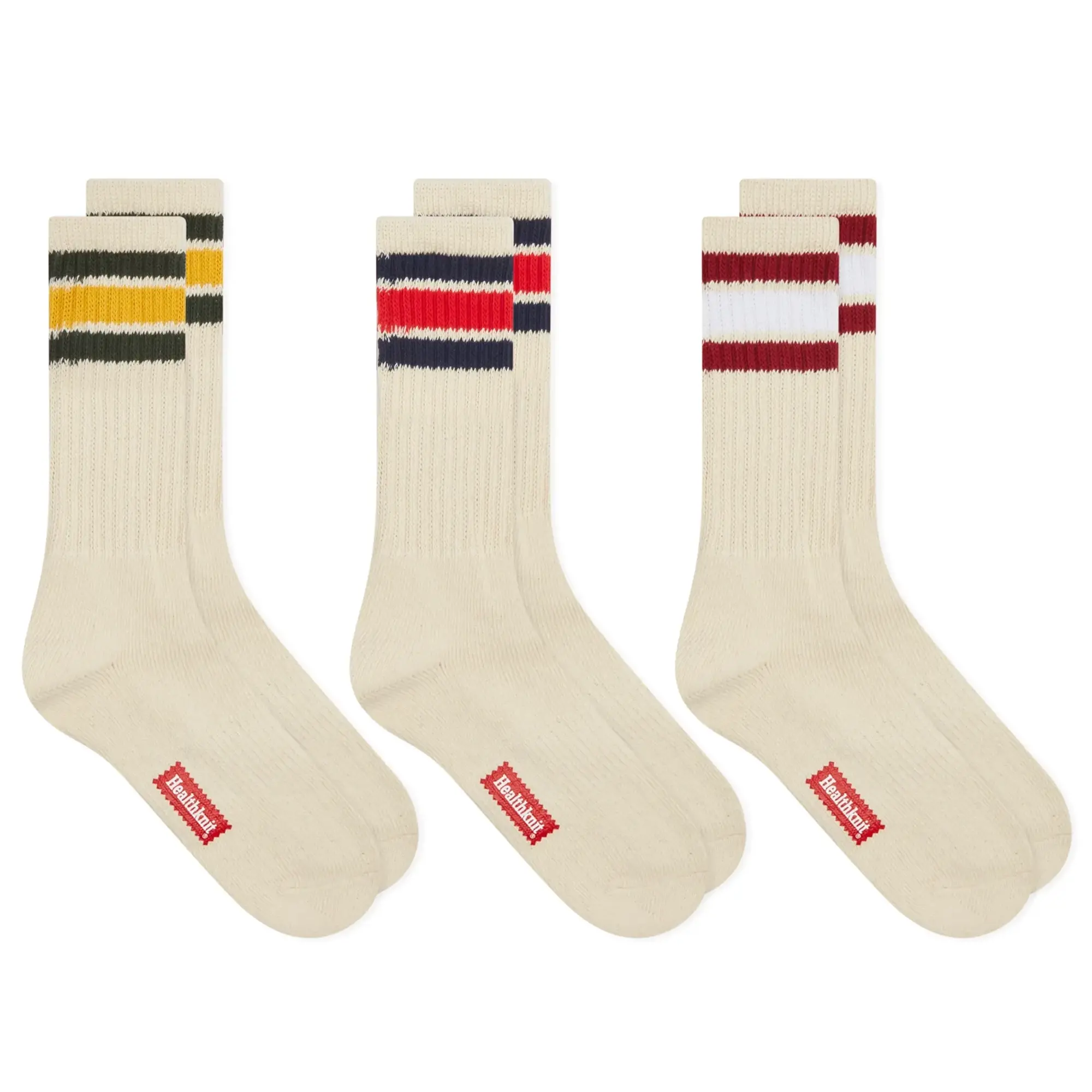 Healthknit Crew Sock - 3 Pack Off White/Multi