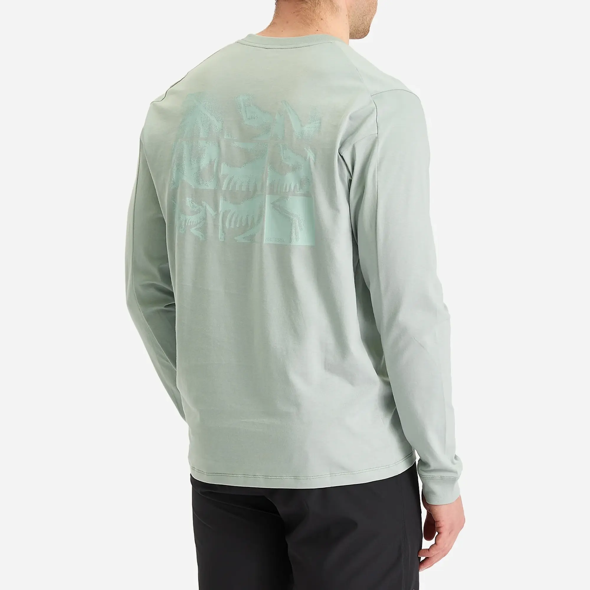 Arc'teryx Men's Kragg SL Cotton Bird Tile Long Sleeve T-Shirt Stone Green/Phosphorescent