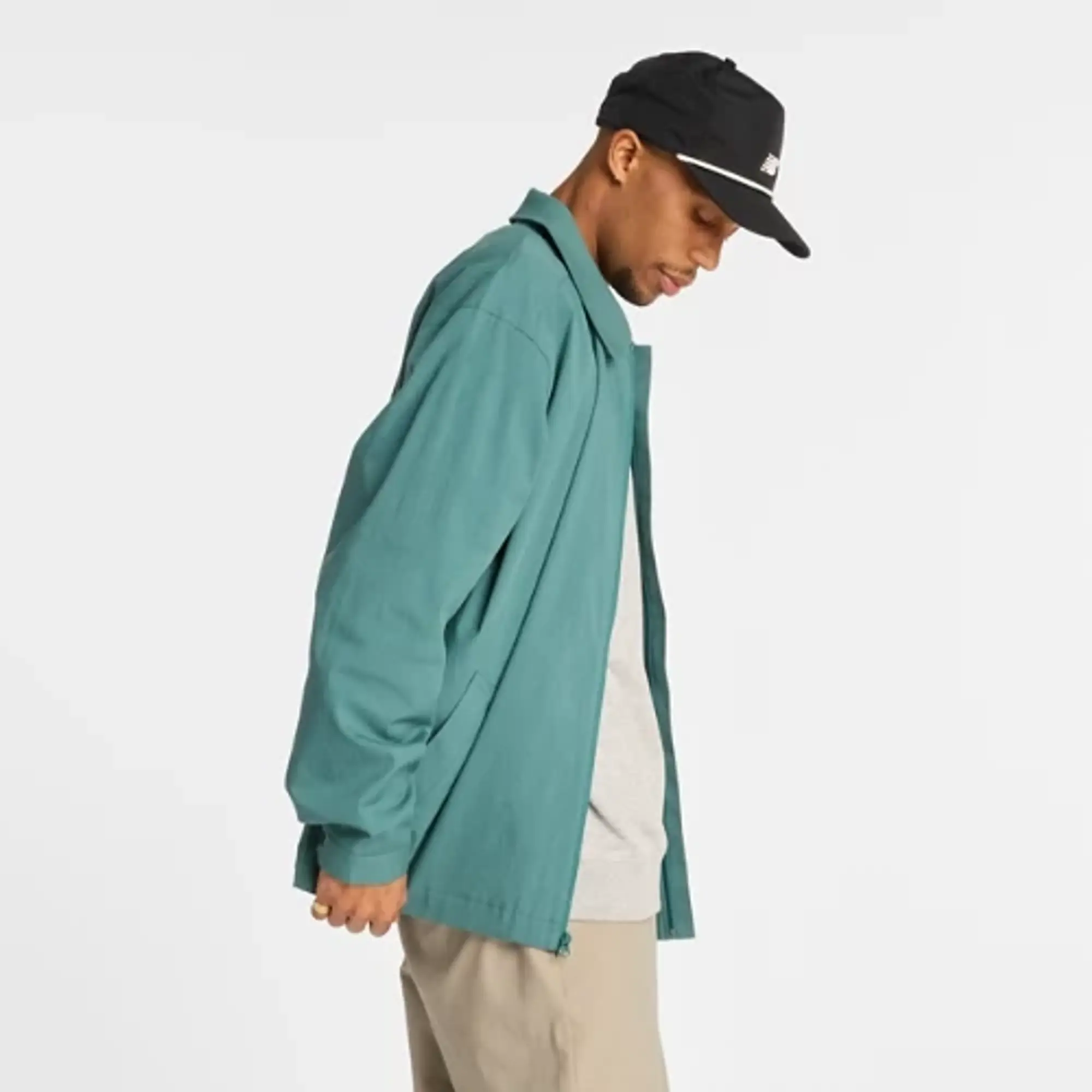 New Balance Men's Numeric Coaches Twill Jacket in Green Cotton Twill