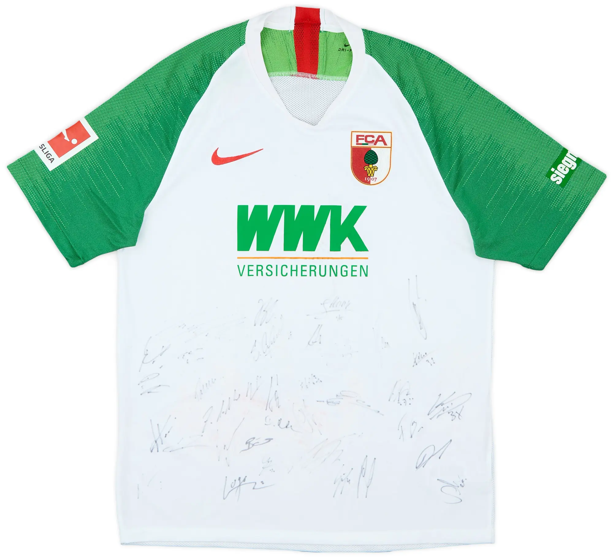 Nike 2019-20 FC Augsburg Signed Home Shirt - 5/10 - (L)