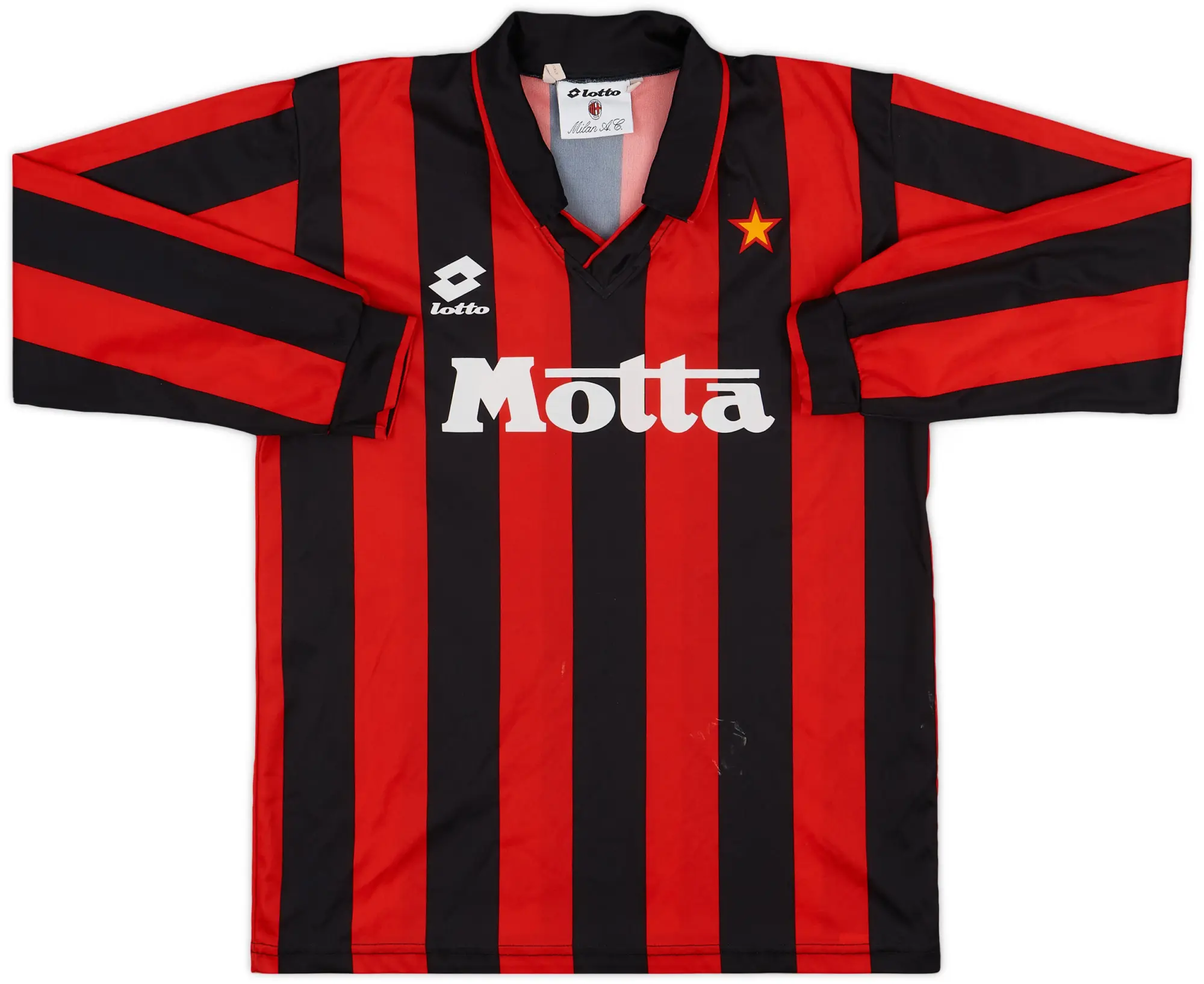Lotto 1993-94 AC Milan Home L/S Shirt - 6/10 - (XL.Boys)