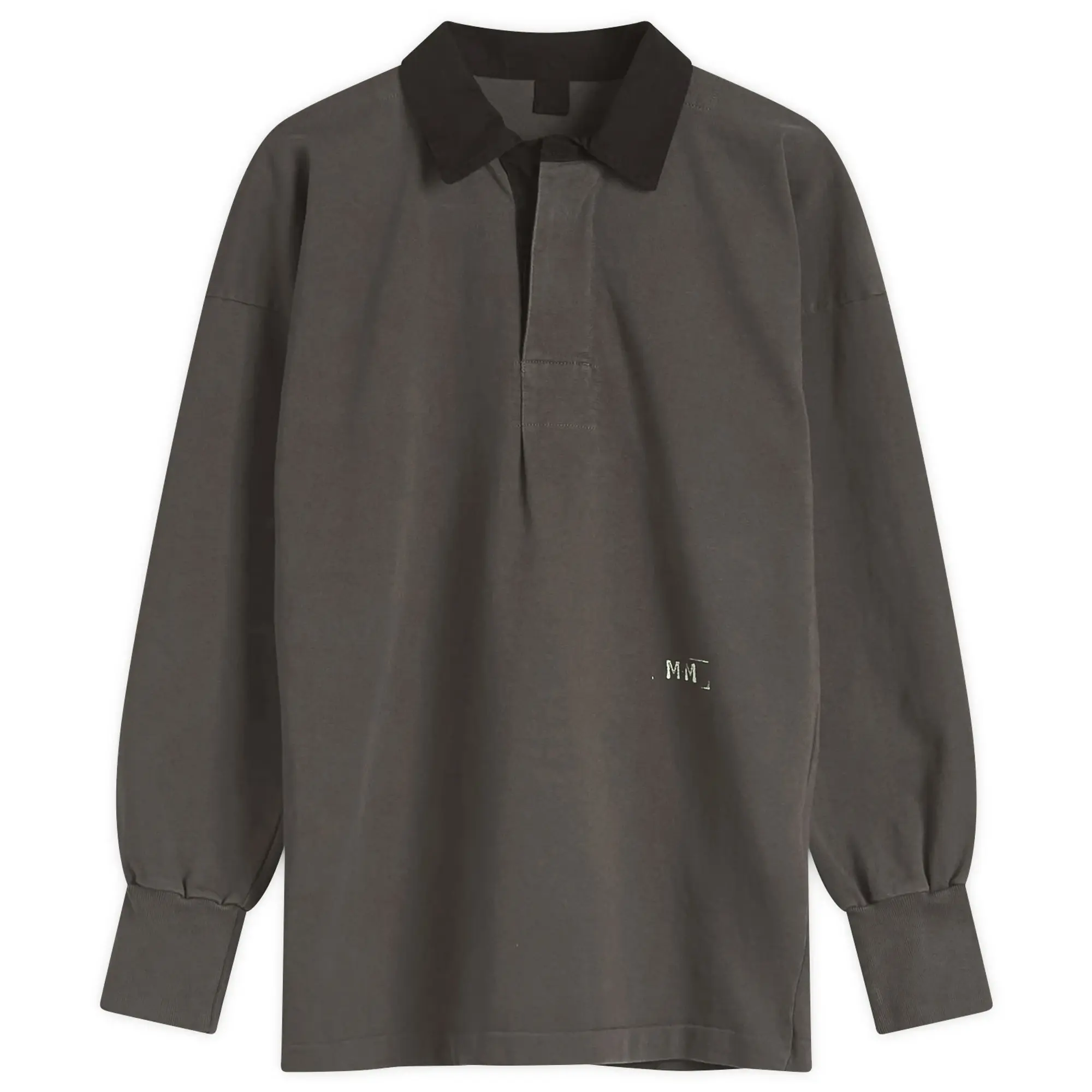 Maison Margiela Women's Long Sleeve Polo Top with Logo Anthracite