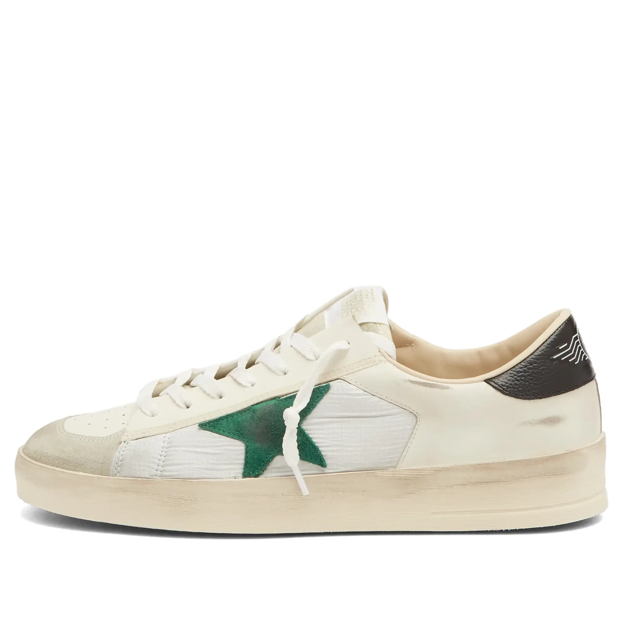 Golden Goose Men's Stardan Leather and Suede Sneaker White/Black/Green