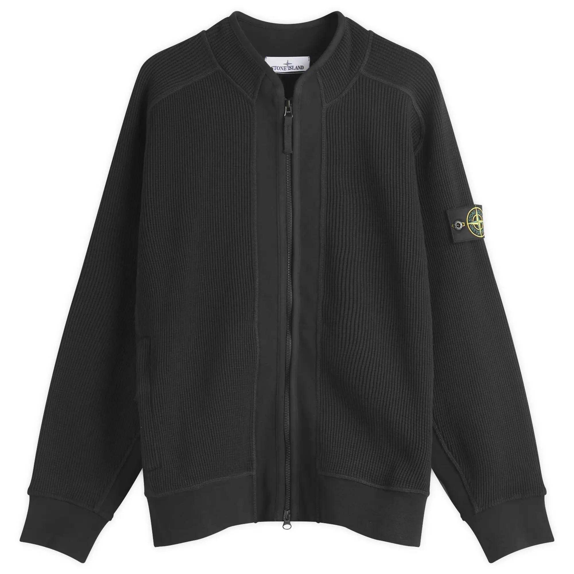Stone Island Men's Waffle Full Zip Sweatshirt Black
