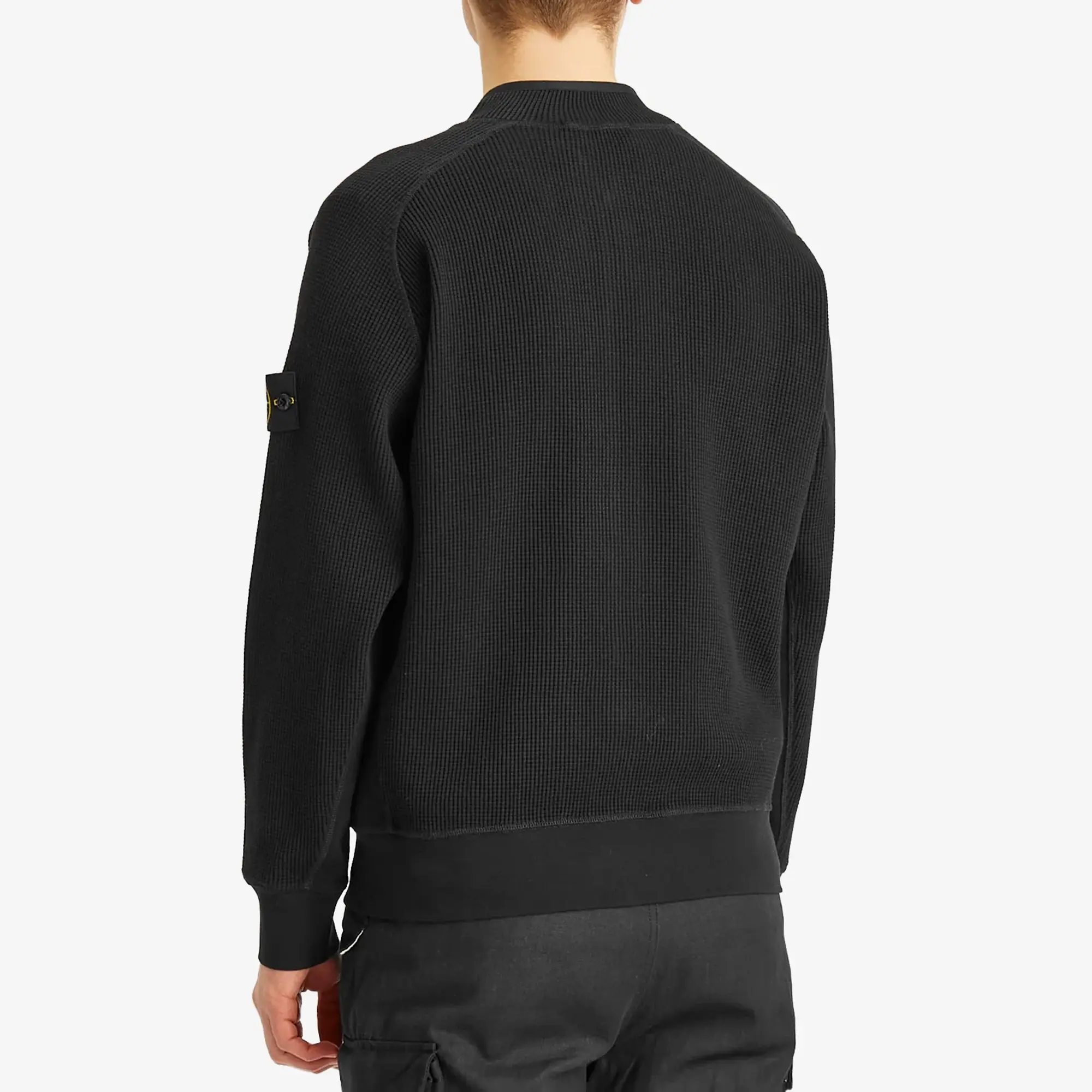 Stone Island Men's Waffle Full Zip Sweatshirt Black