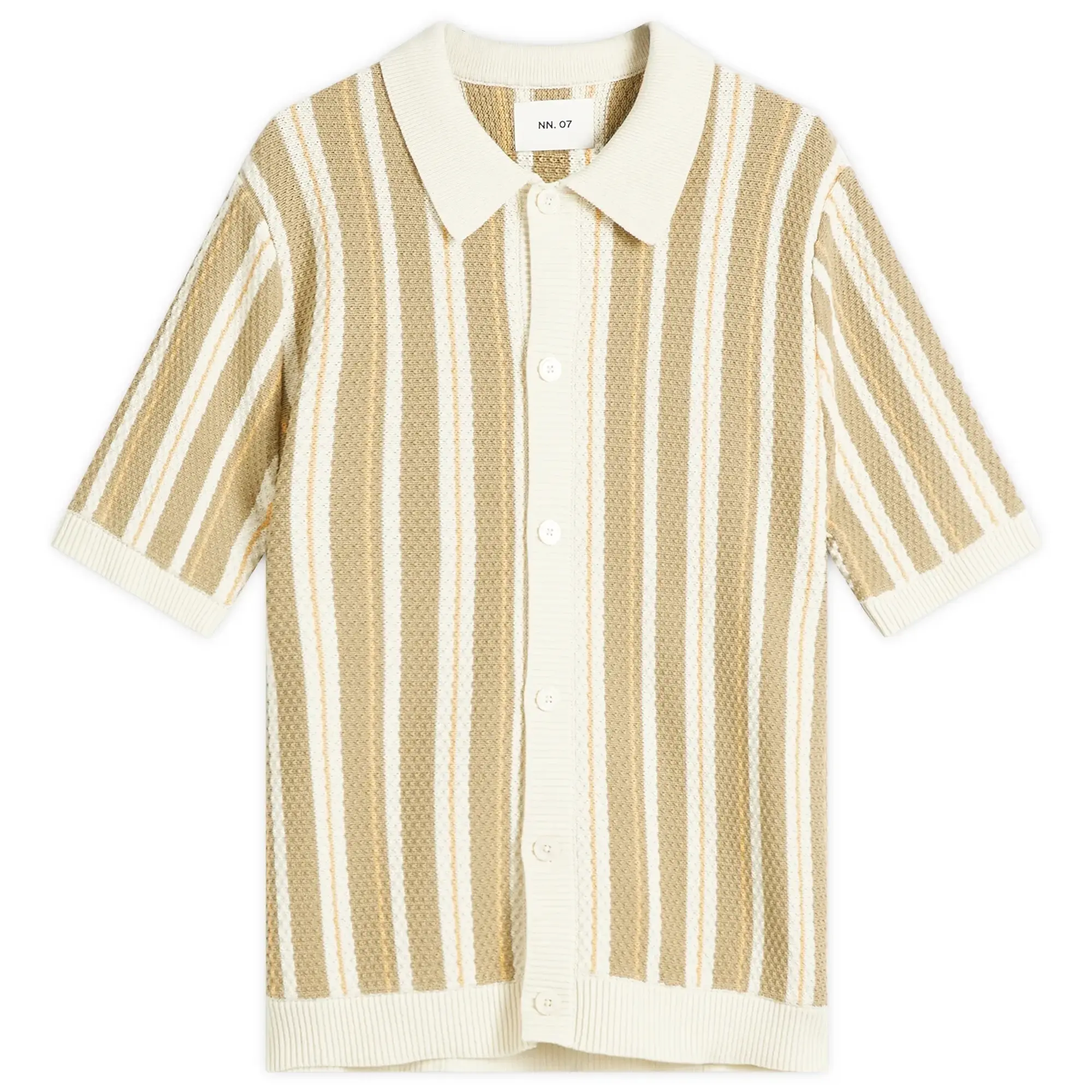 NN07 Men's Jackie Stripe Knitted Polo Shirt Ivory