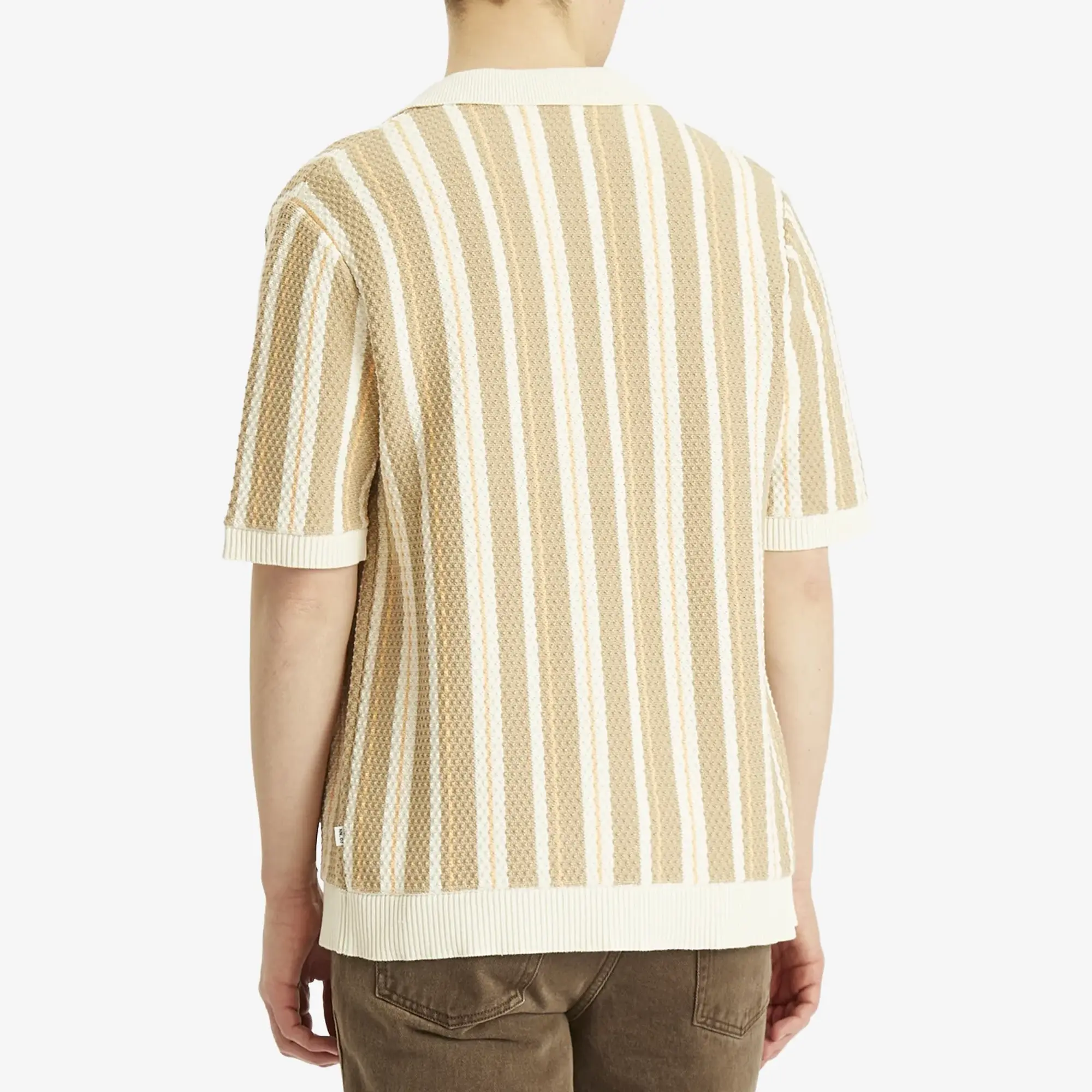 NN07 Men's Jackie Stripe Knitted Polo Shirt Ivory