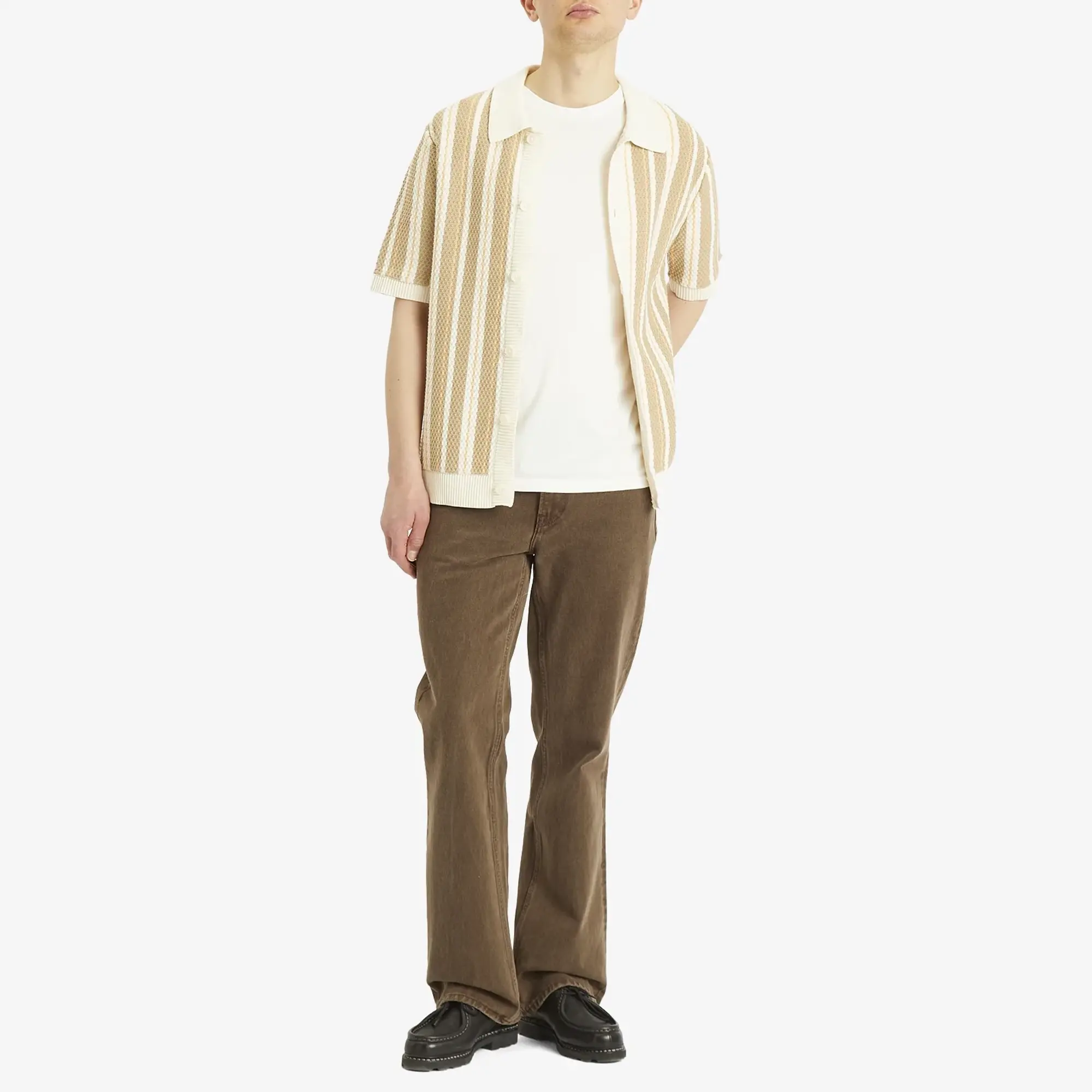 NN07 Men's Jackie Stripe Knitted Polo Shirt Ivory