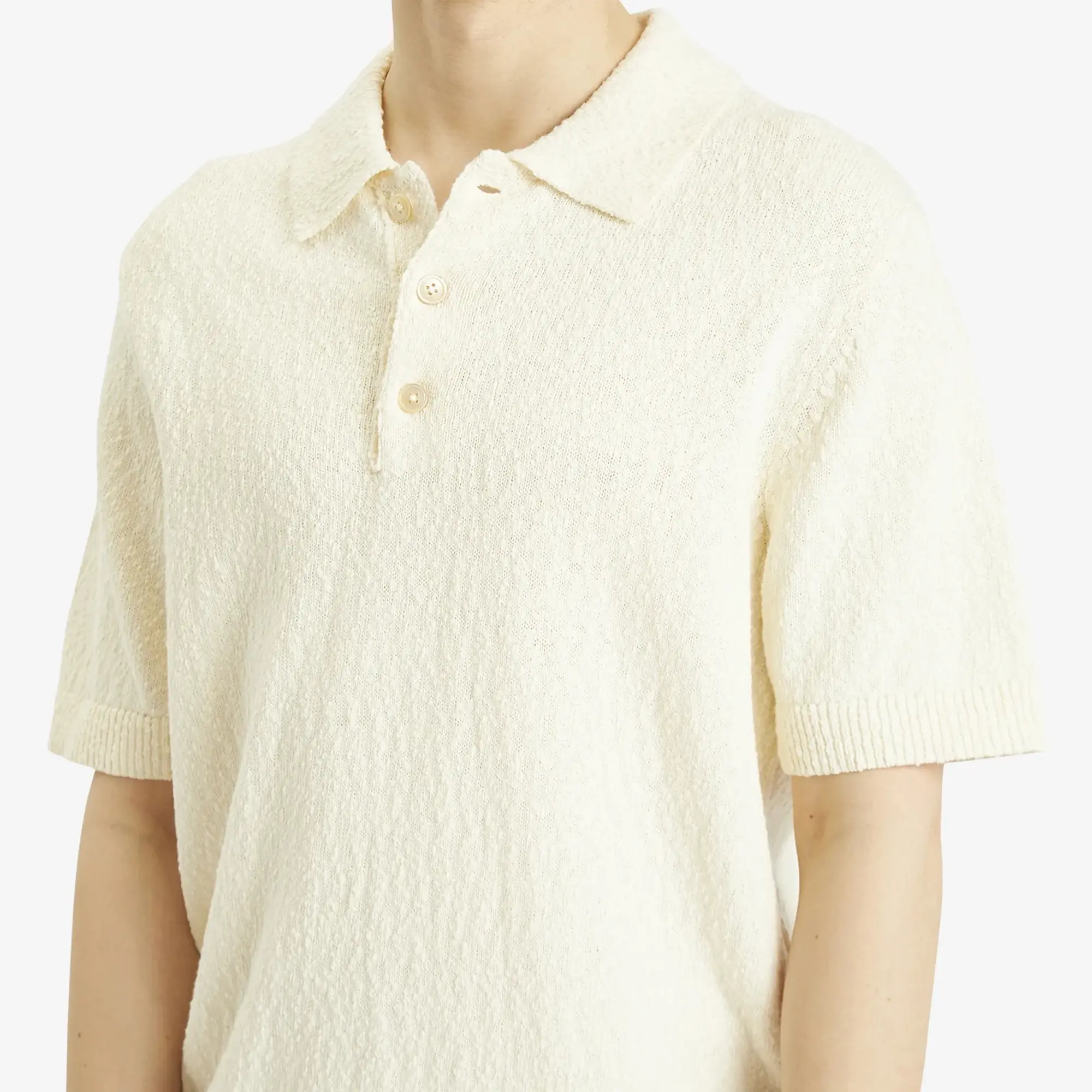 NN07 Men's Randy Boucle Polo Shirt Ecru