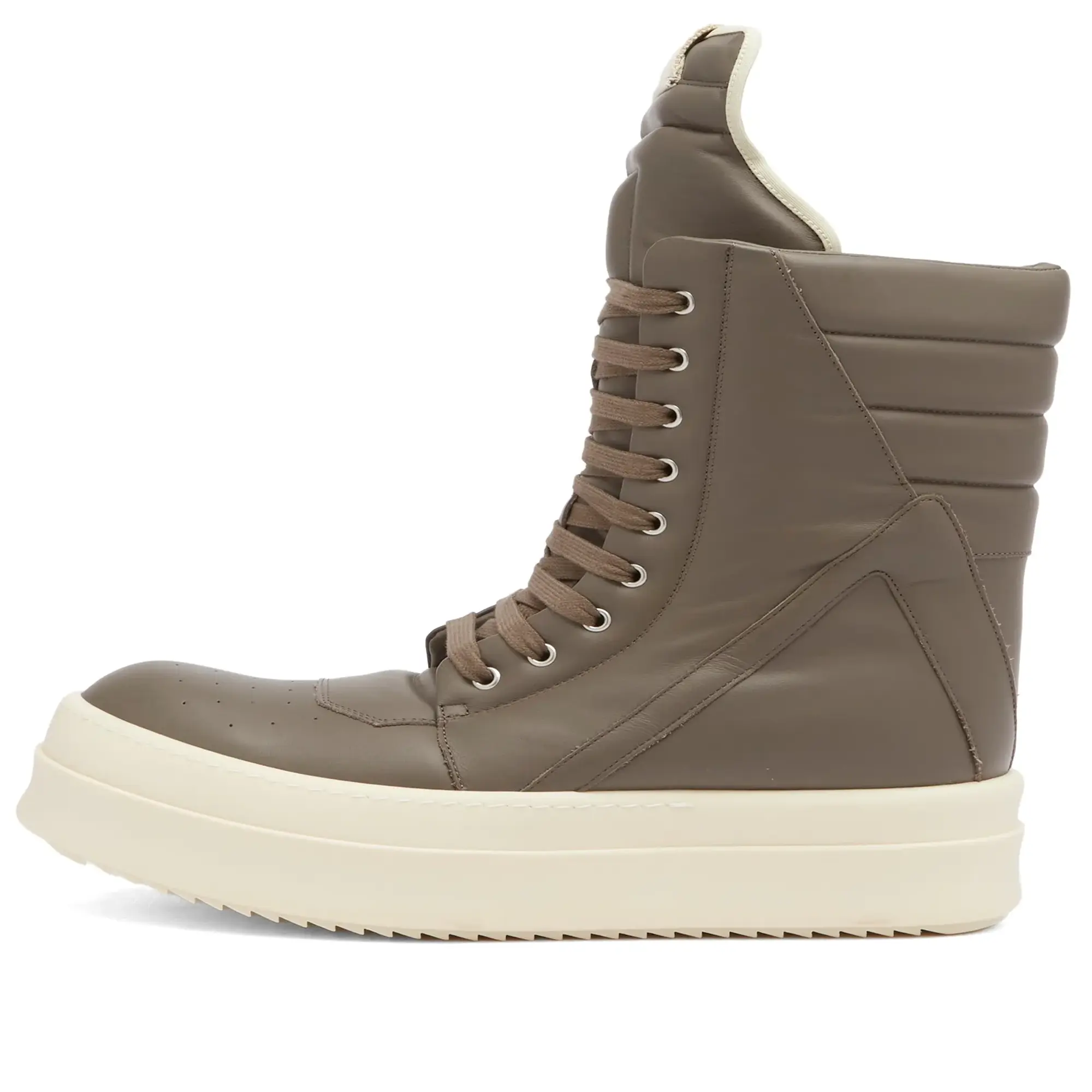 Rick Owens Men's Leather Geobasket Sneakers Dust/Dust/Milk