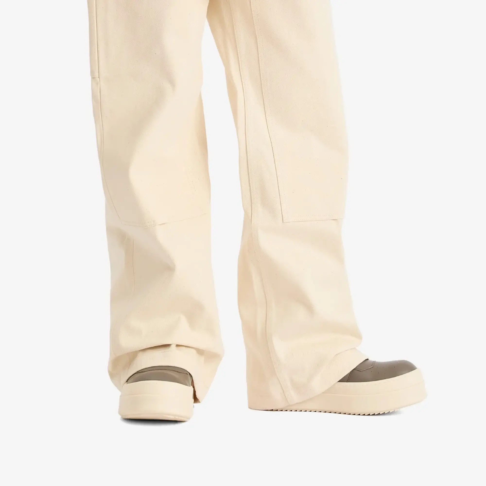 Rick Owens Men's Leather Geobasket Sneakers Dust/Dust/Milk