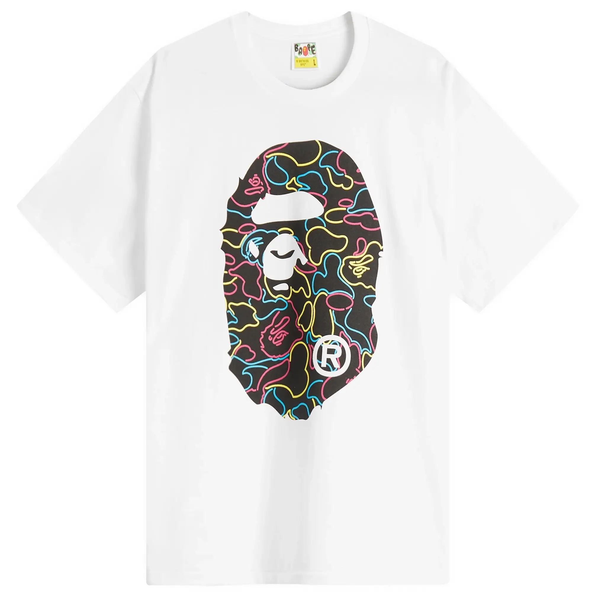 BAPE - A Bathing Ape Neon Camo Big Ape T-Shirt - White