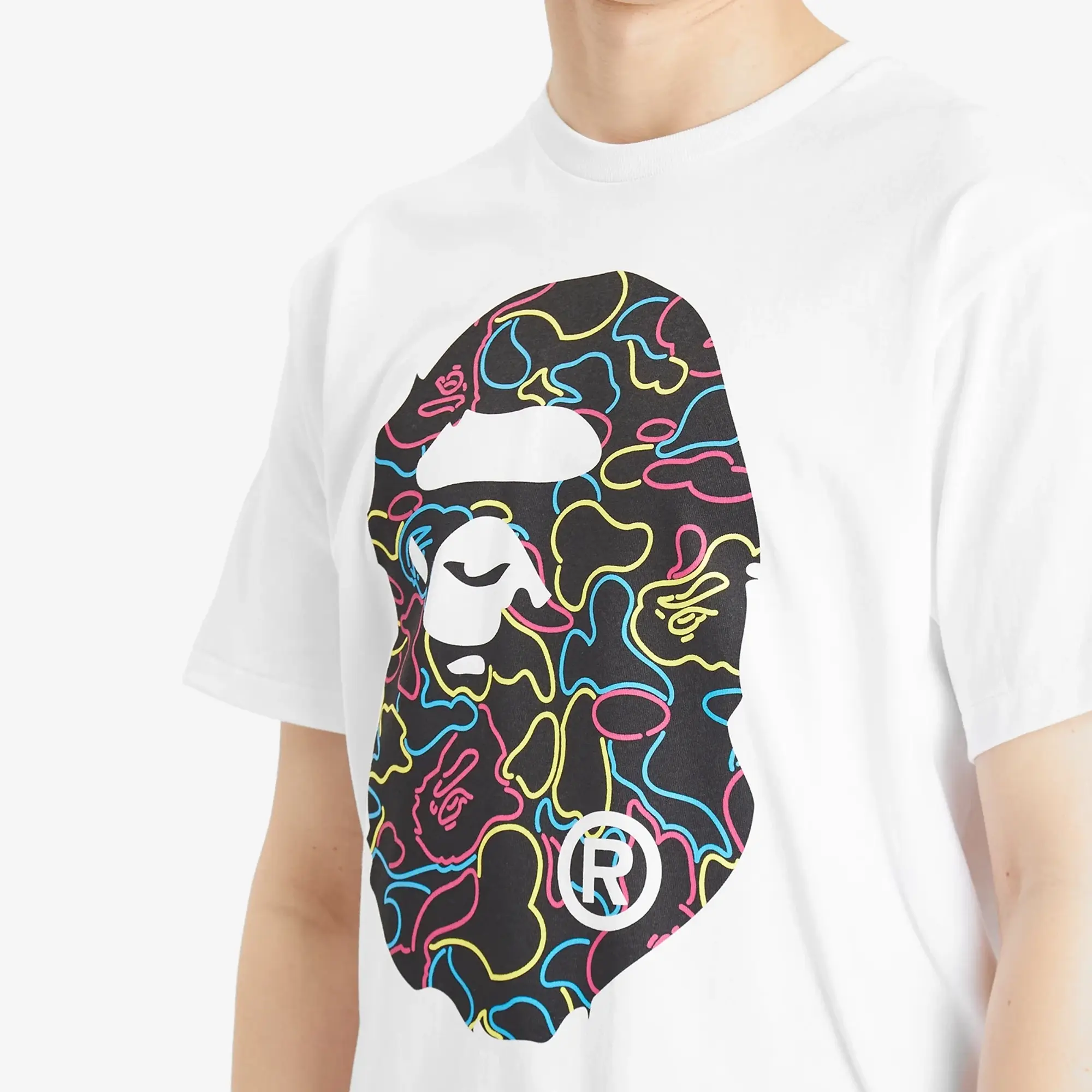 BAPE - A Bathing Ape Neon Camo Big Ape T-Shirt - White